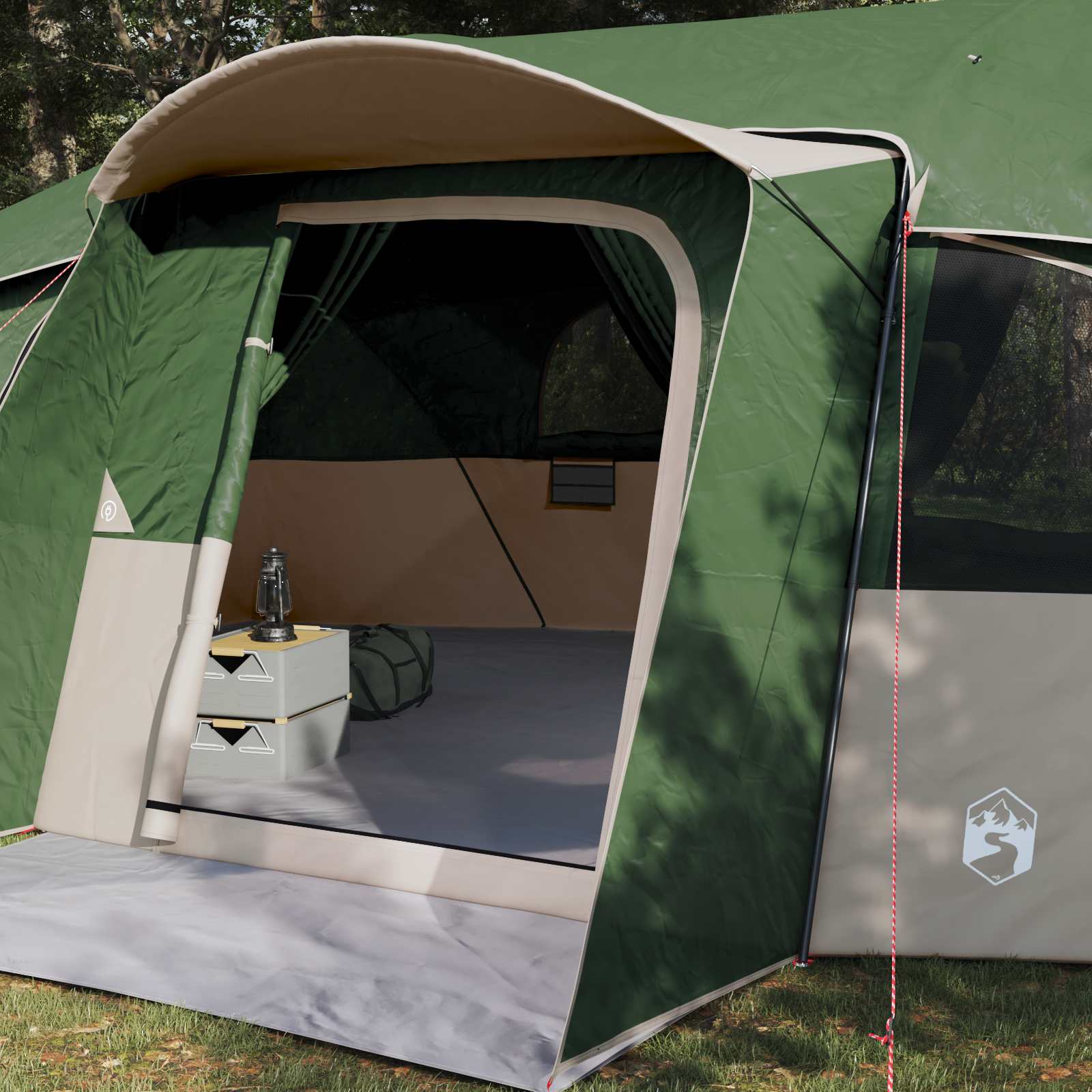 Tenda familiare con telo da pioggia resistente all'acqua Verde