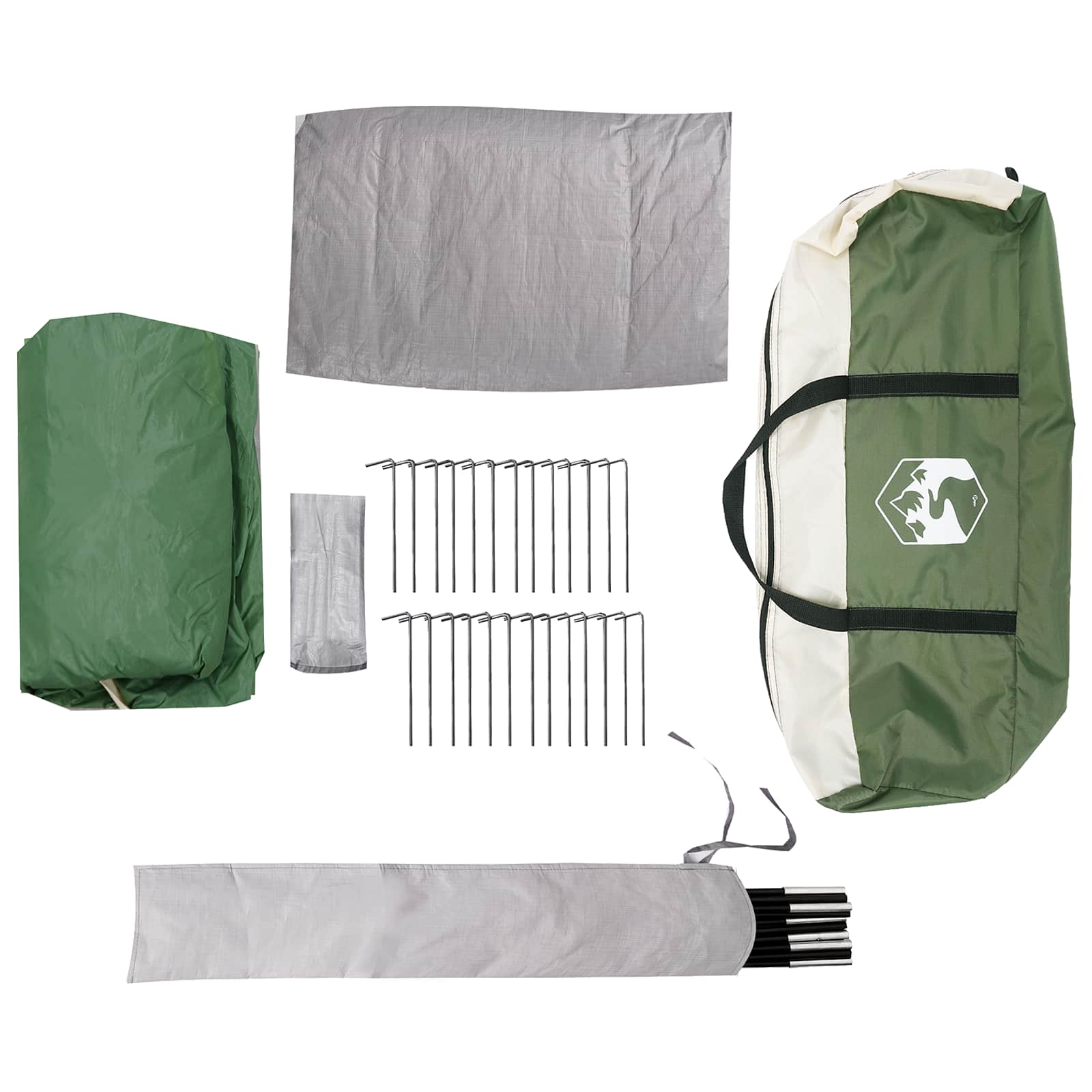 Tenda familiare con telo da pioggia resistente all'acqua Verde