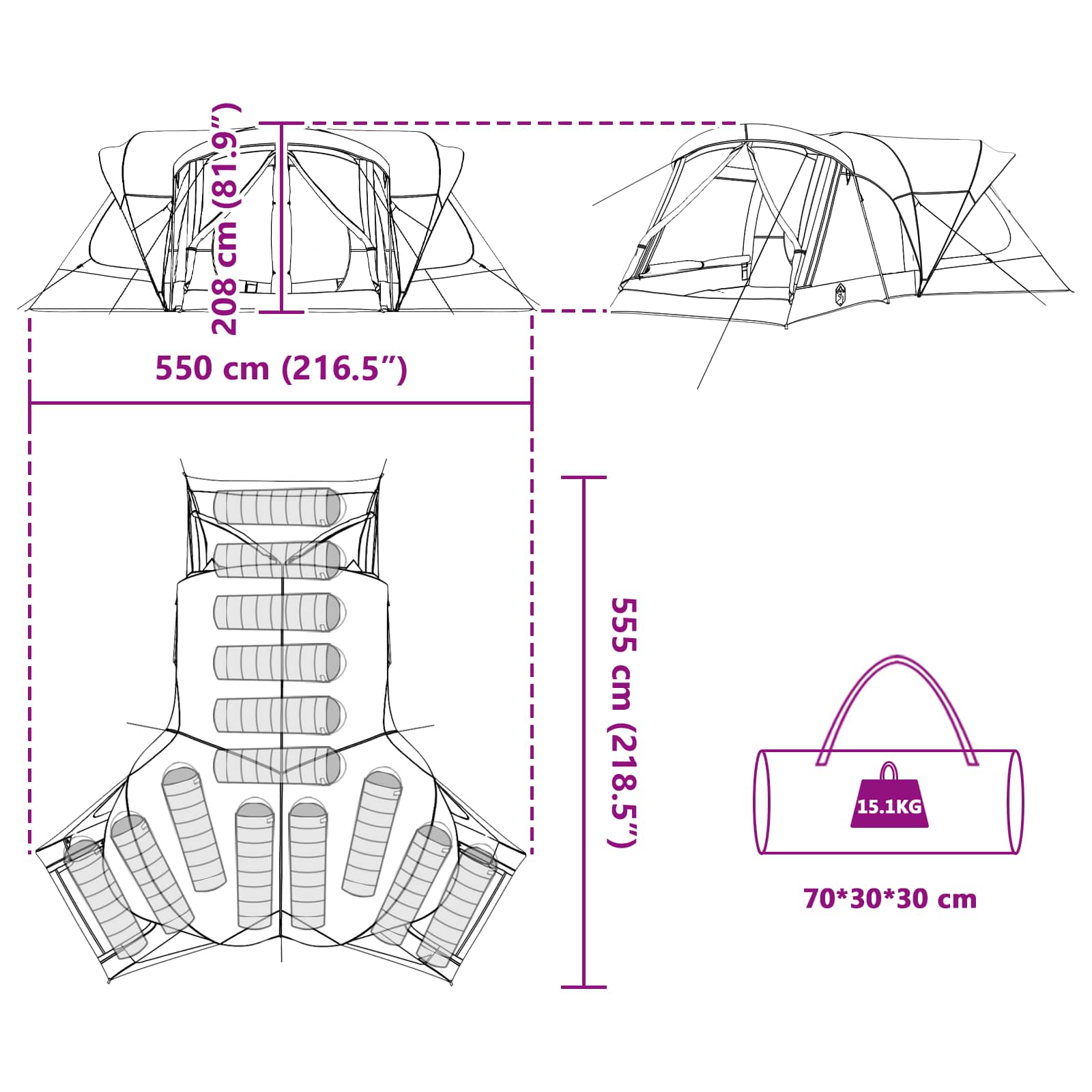 Tenda Familiare 14 persona Blu