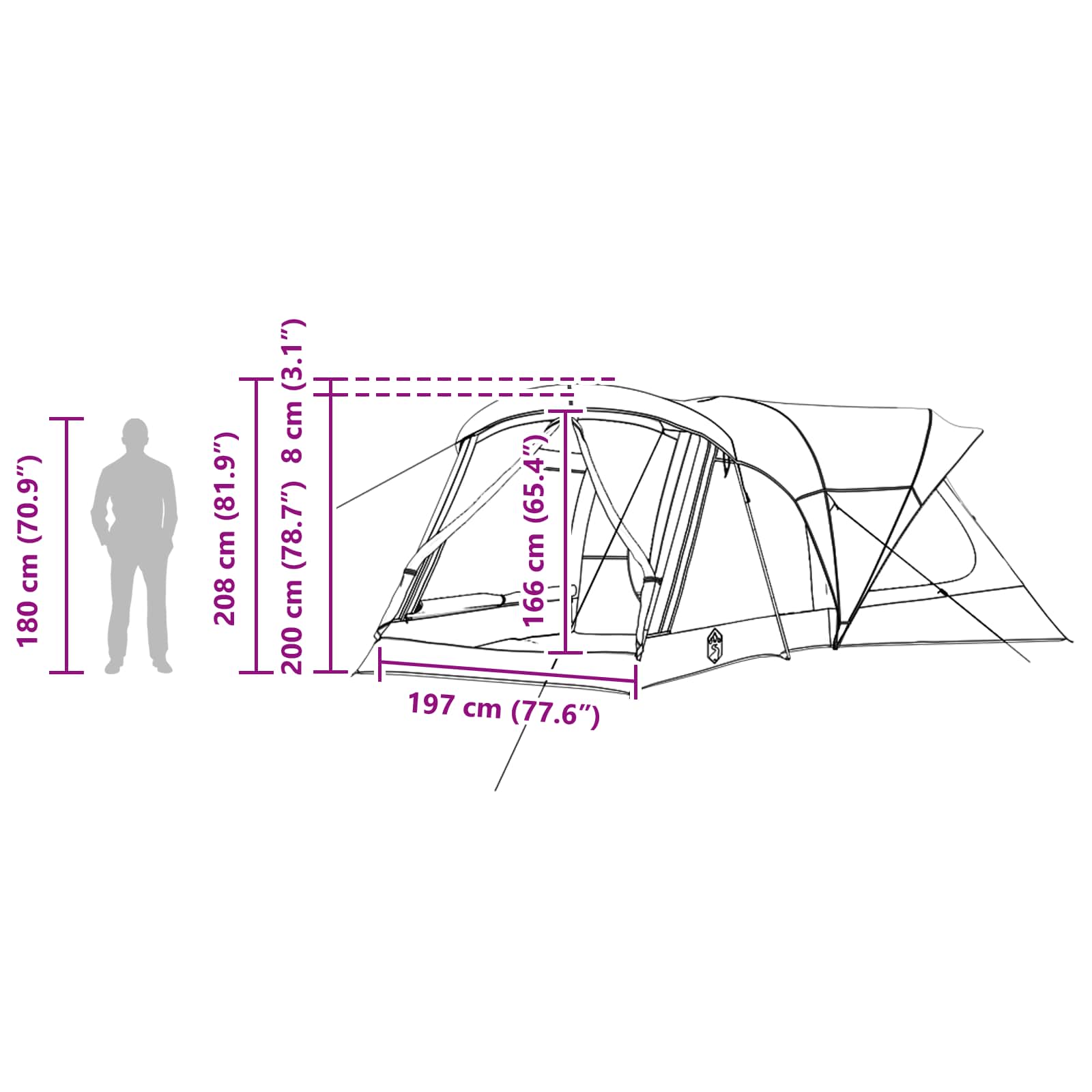 Tenda Familiare 14 persona Grigio e arancione