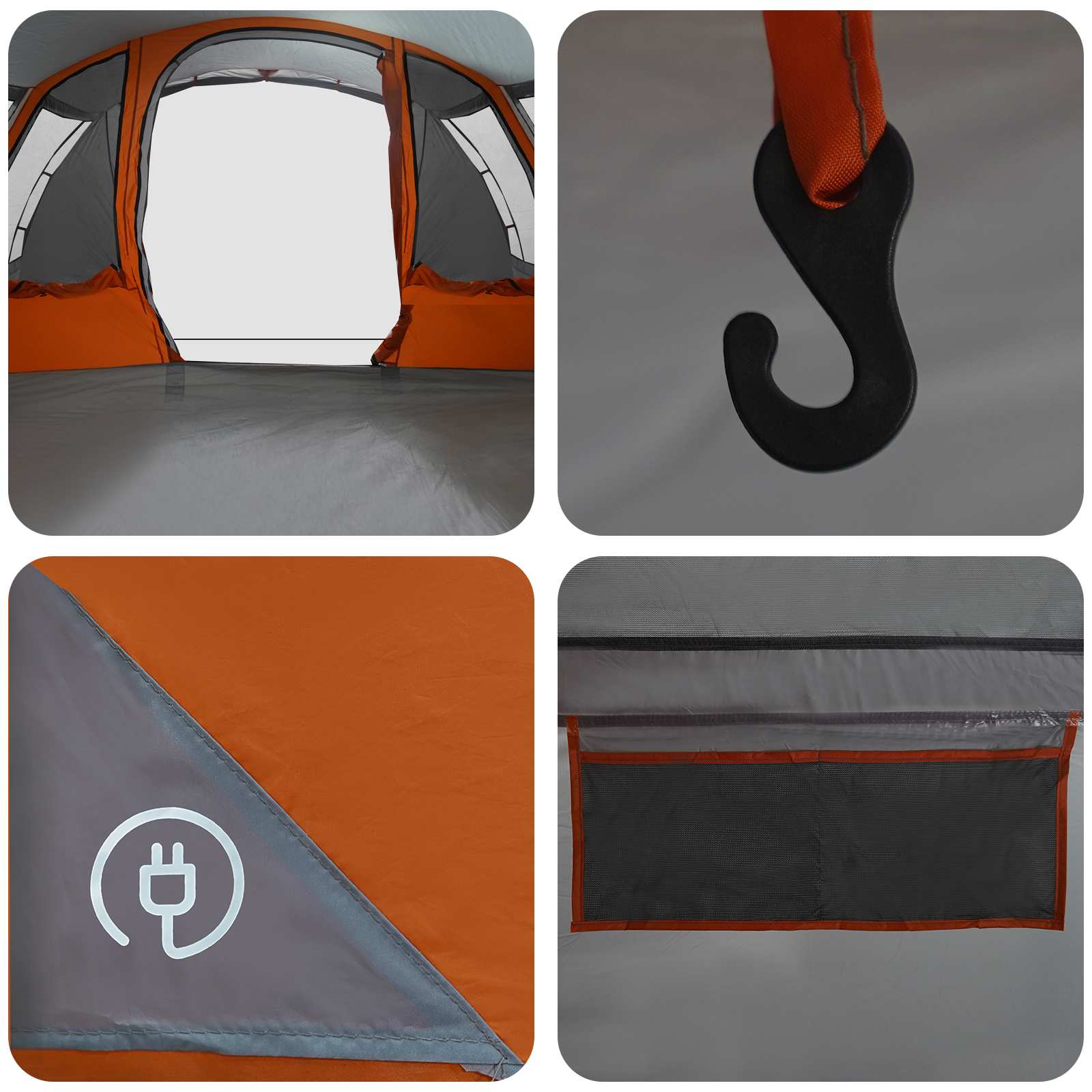 Tenda a tunnel Grigio e arancione 675 x 392 x 210 cm