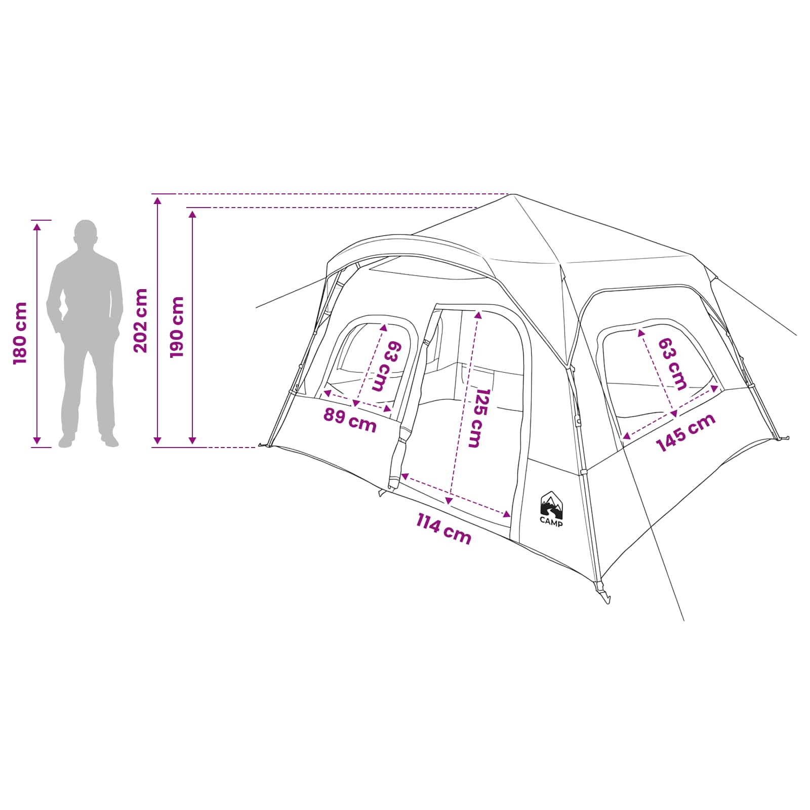 Tenda Istantanea Verde 340 x 280 x 190 cm