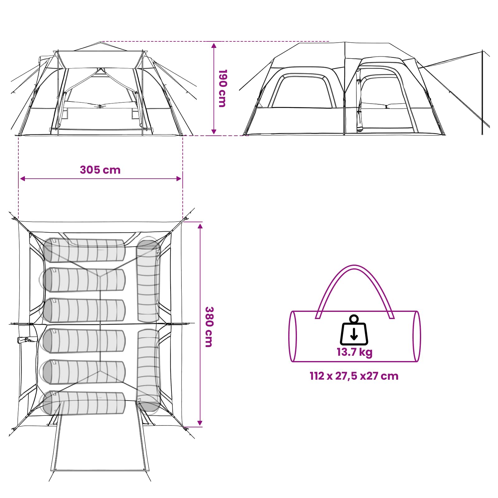 Tenda Istantanea 8 persona Verde