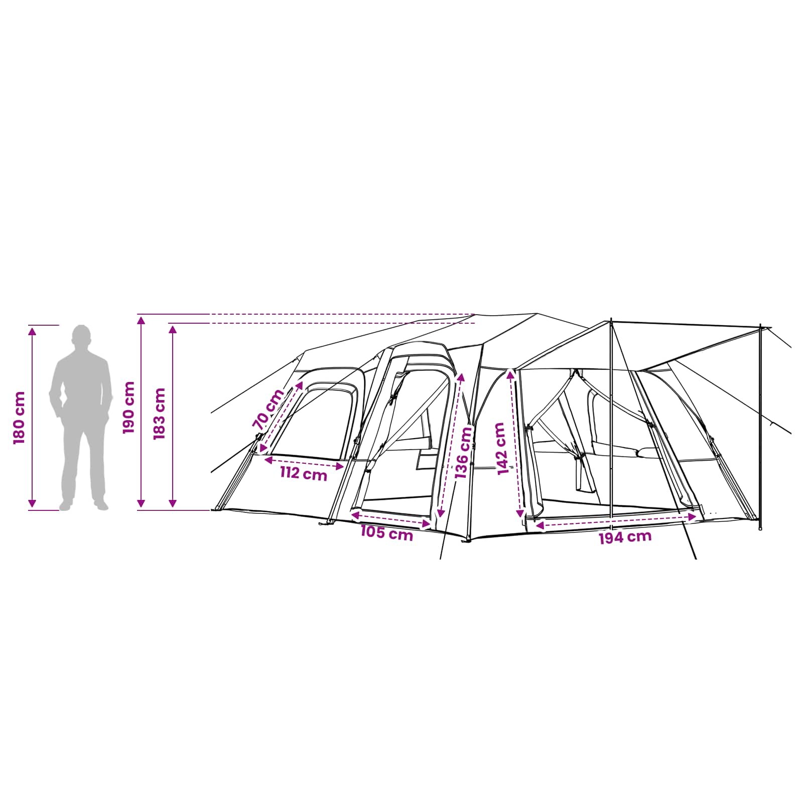 Tenda Istantanea 8 persona Grigio e arancione