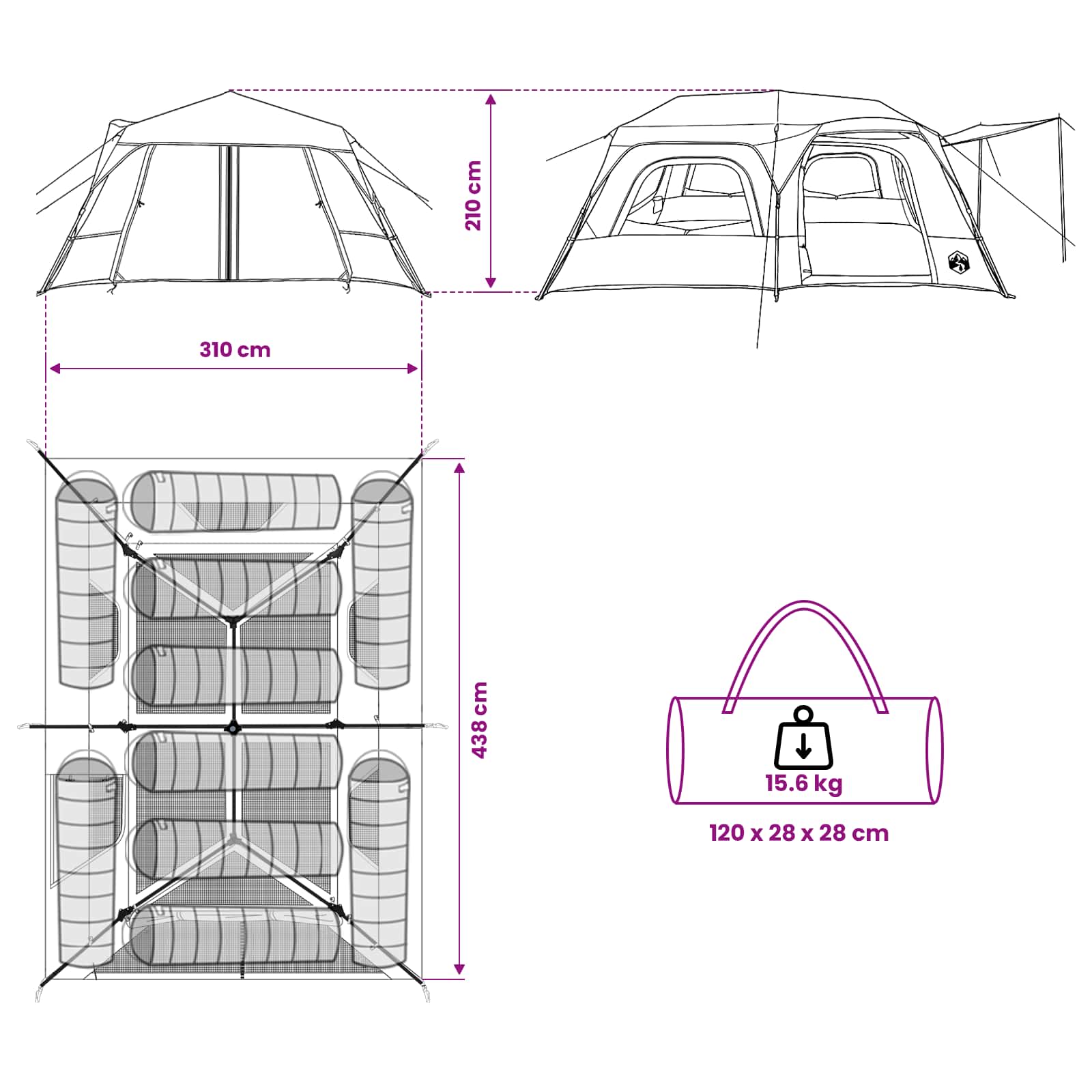 Tenda Istantanea 10 persona Blu