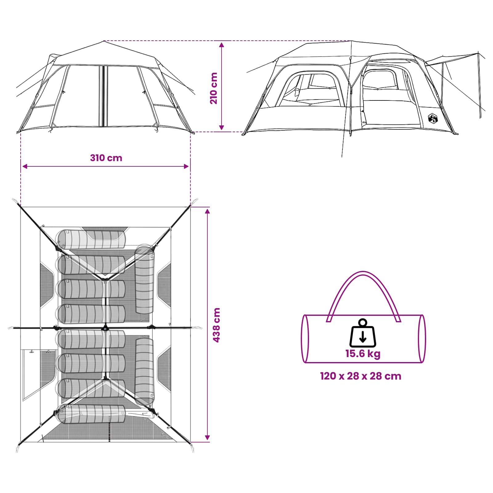 Tenda Istantanea 10 persona Grigio e arancione