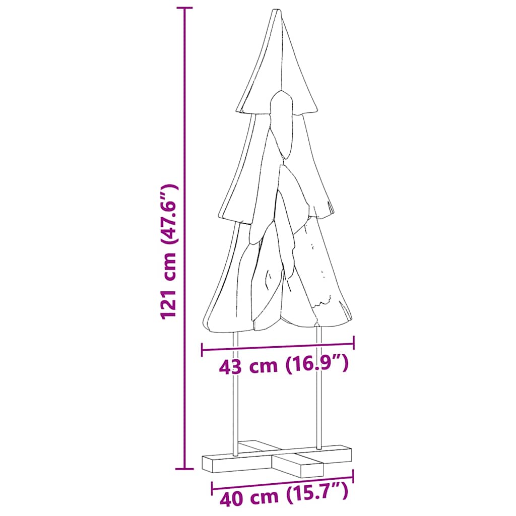 Albero di Natale Marrone 121 cm Legno massello di teak