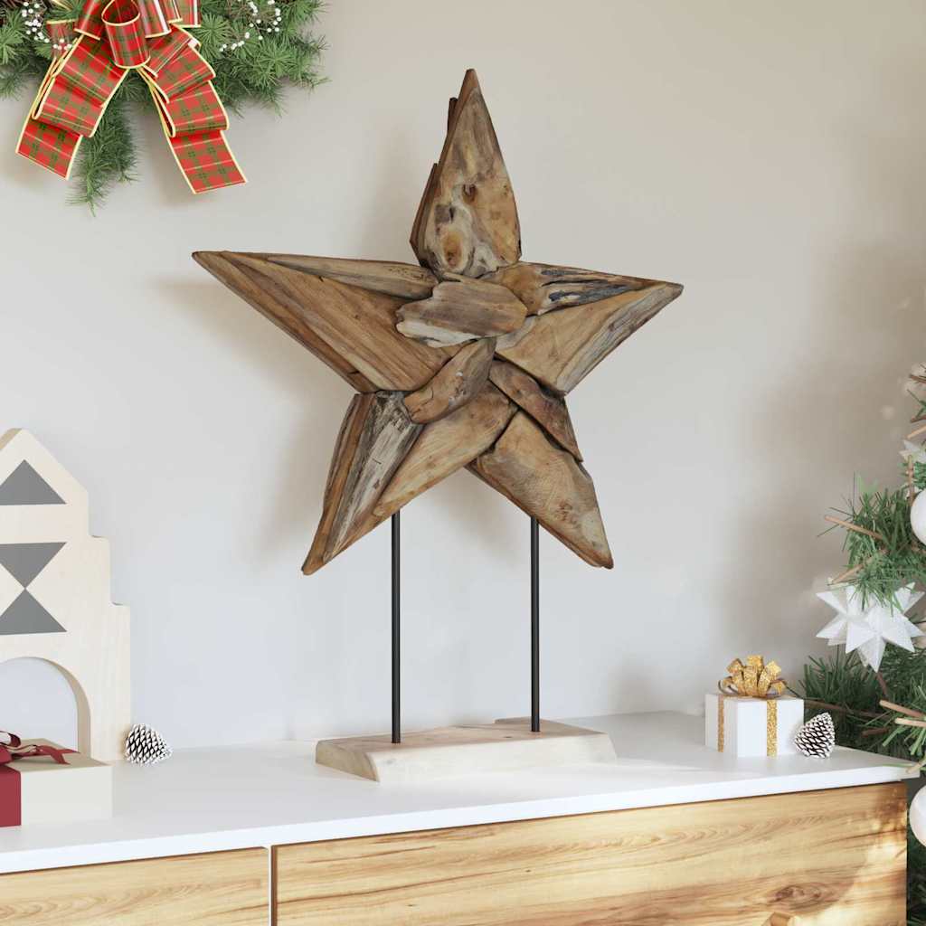 Stella di Natale Marrone 59,5 x 18 x 74 cm Legno di teak solido