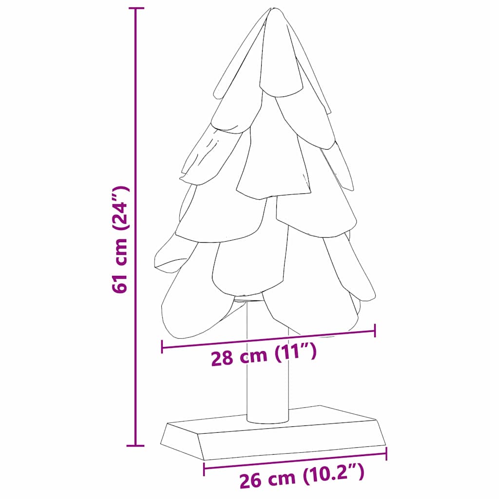 Albero di Natale Marrone 61 cm Legno di teak massello