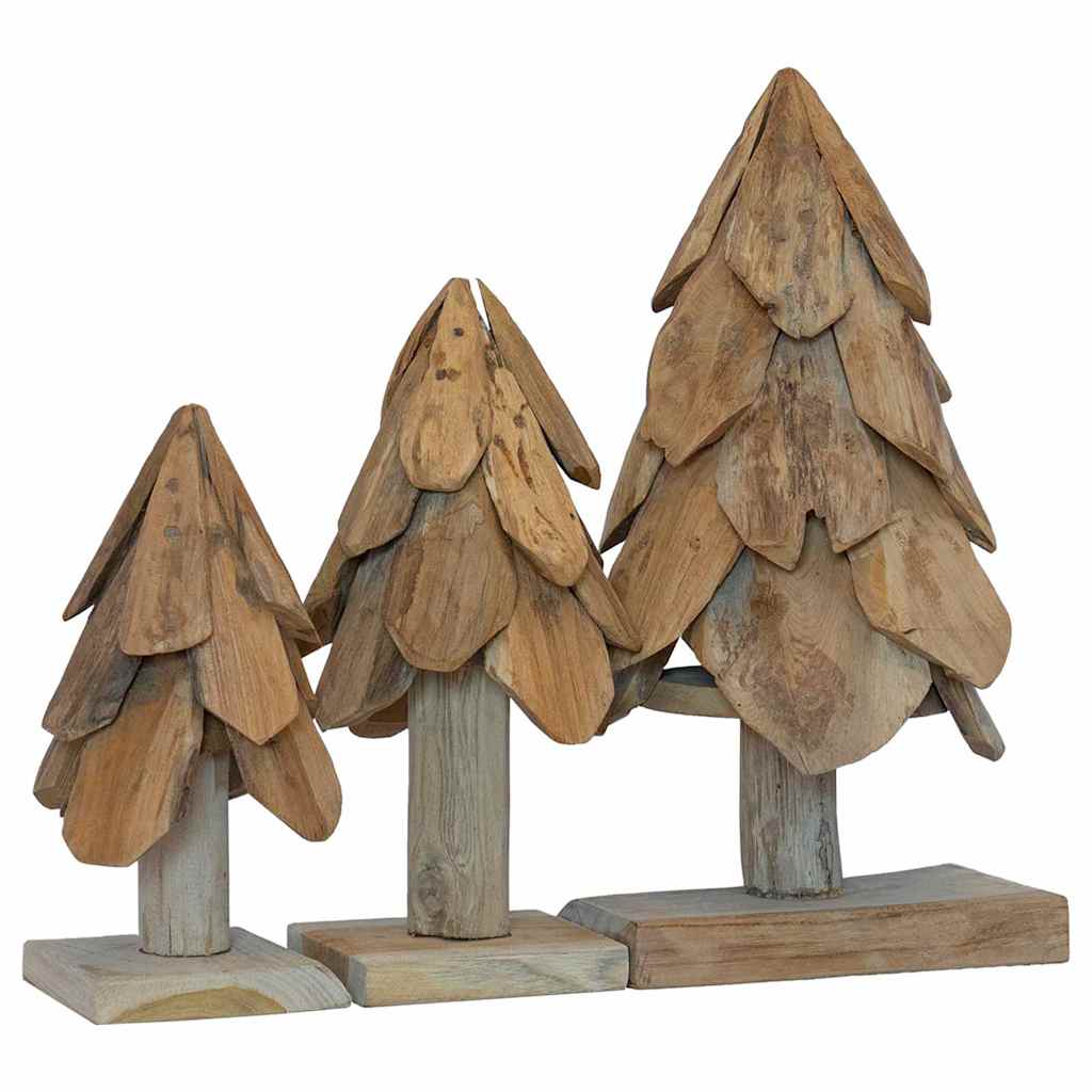 Albero di Natale 3 pz Marrone 40 cm Legno di teak massello