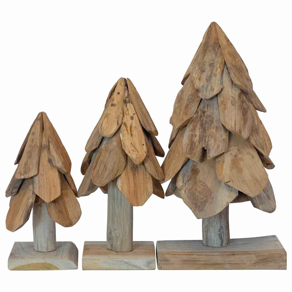 Albero di Natale 3 pz Marrone 40 cm Legno di teak massello
