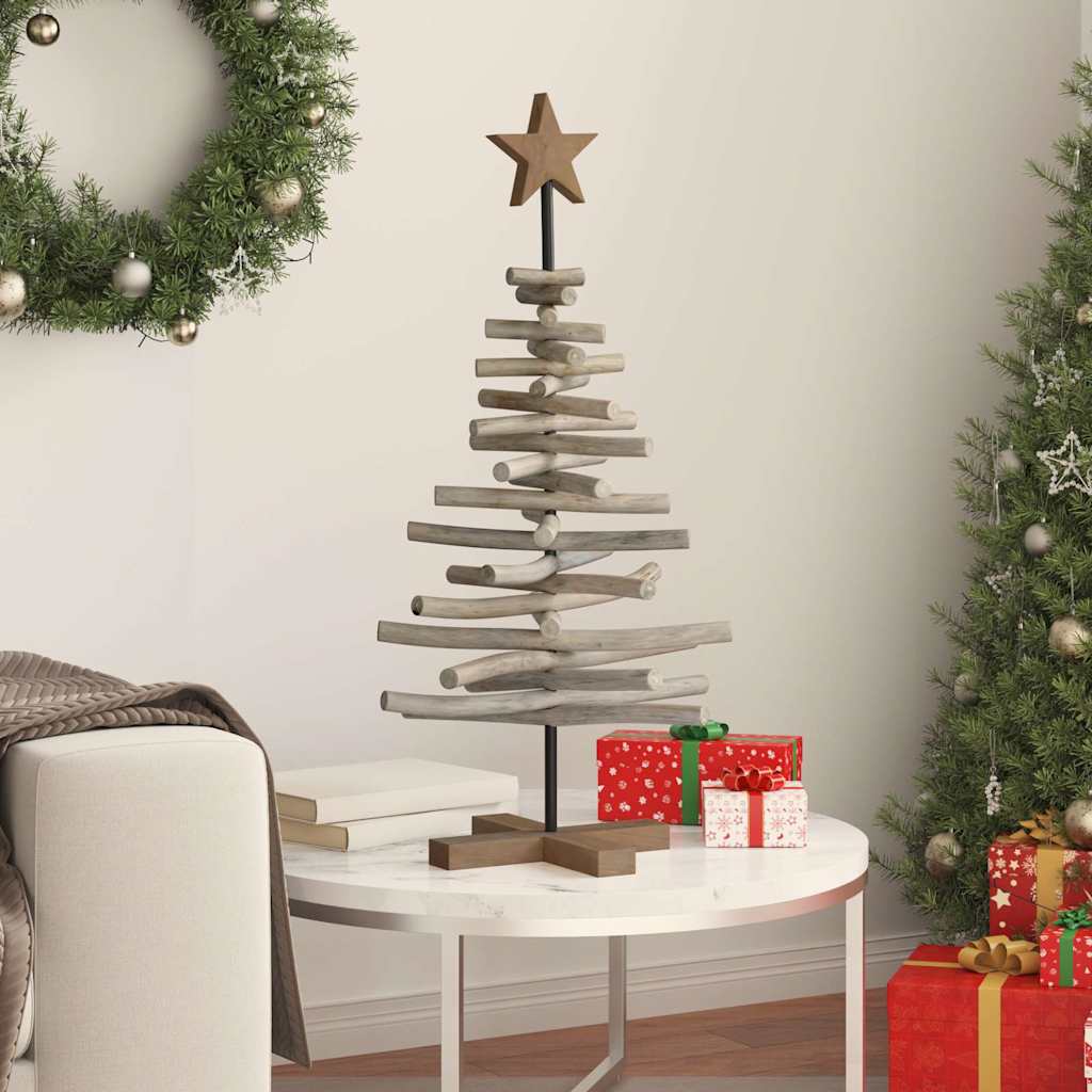 Albero di Natale Marrone 90 cm Legno di teak massello