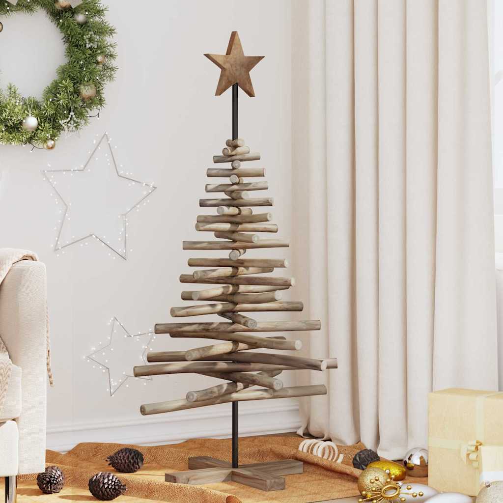 Albero di Natale Marrone 120 cm Legno di teak massello