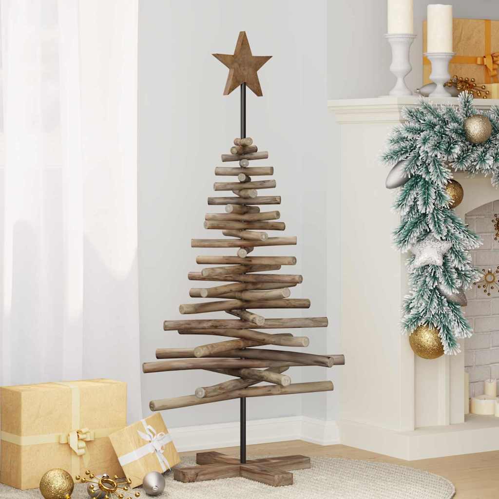 Albero di Natale Marrone 120 cm Legno di teak massello