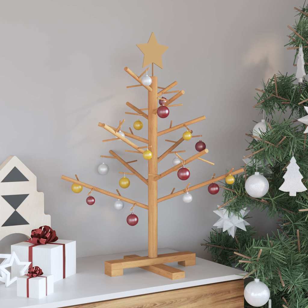 Albero di Natale in legno Marrone 75 cm Legno massiccio di pino