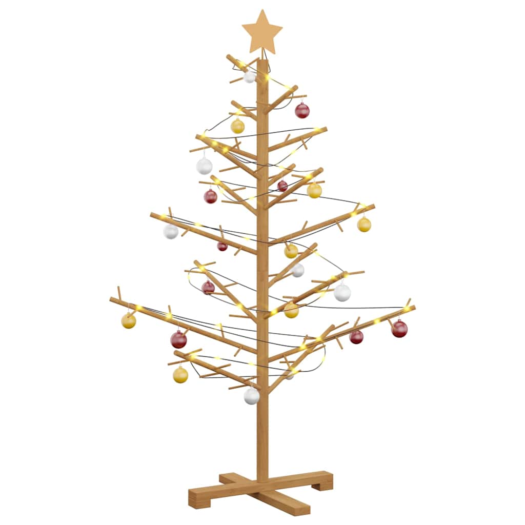 Albero di Natale in legno con supporto Marrone 125 cm