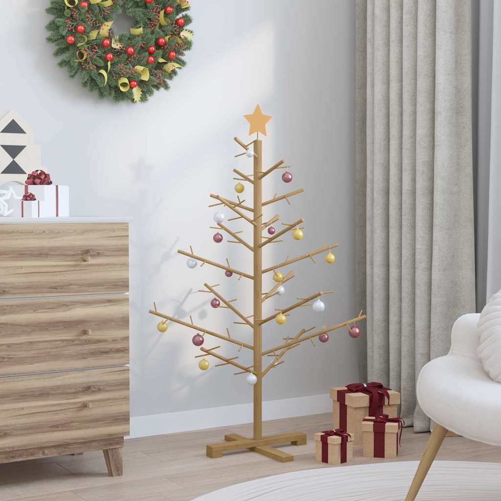 Albero di Natale in legno con supporto Marrone 125 cm