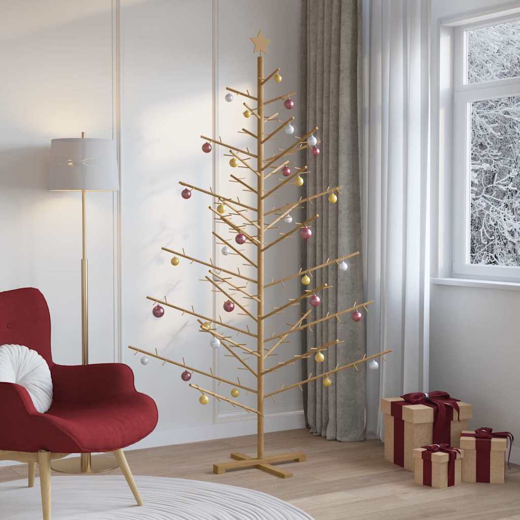 Albero di Natale in legno con supporto Marrone 210 cm