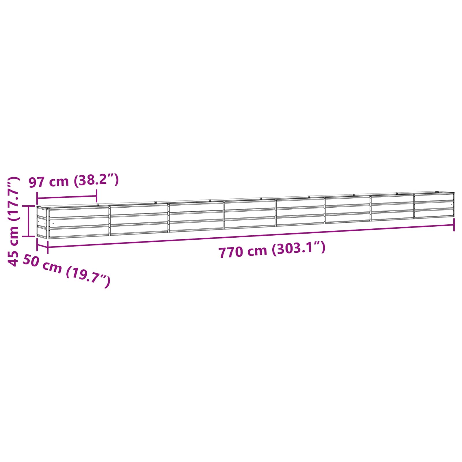 Fioriera Avorio 770 x 50 x 45 cm Acciaio zincato