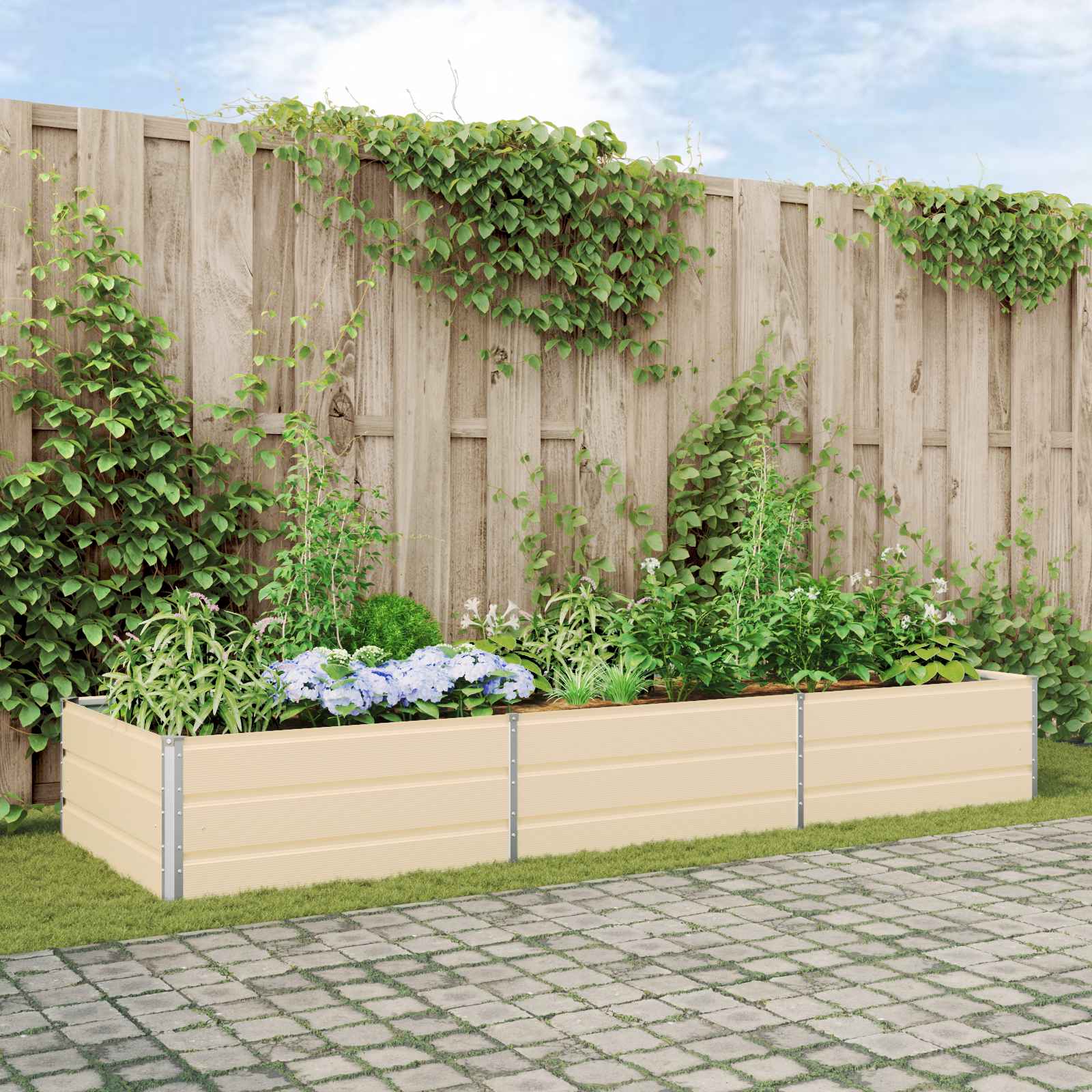 Fioriera Avorio 290 x 100 x 45 cm Acciaio zincato