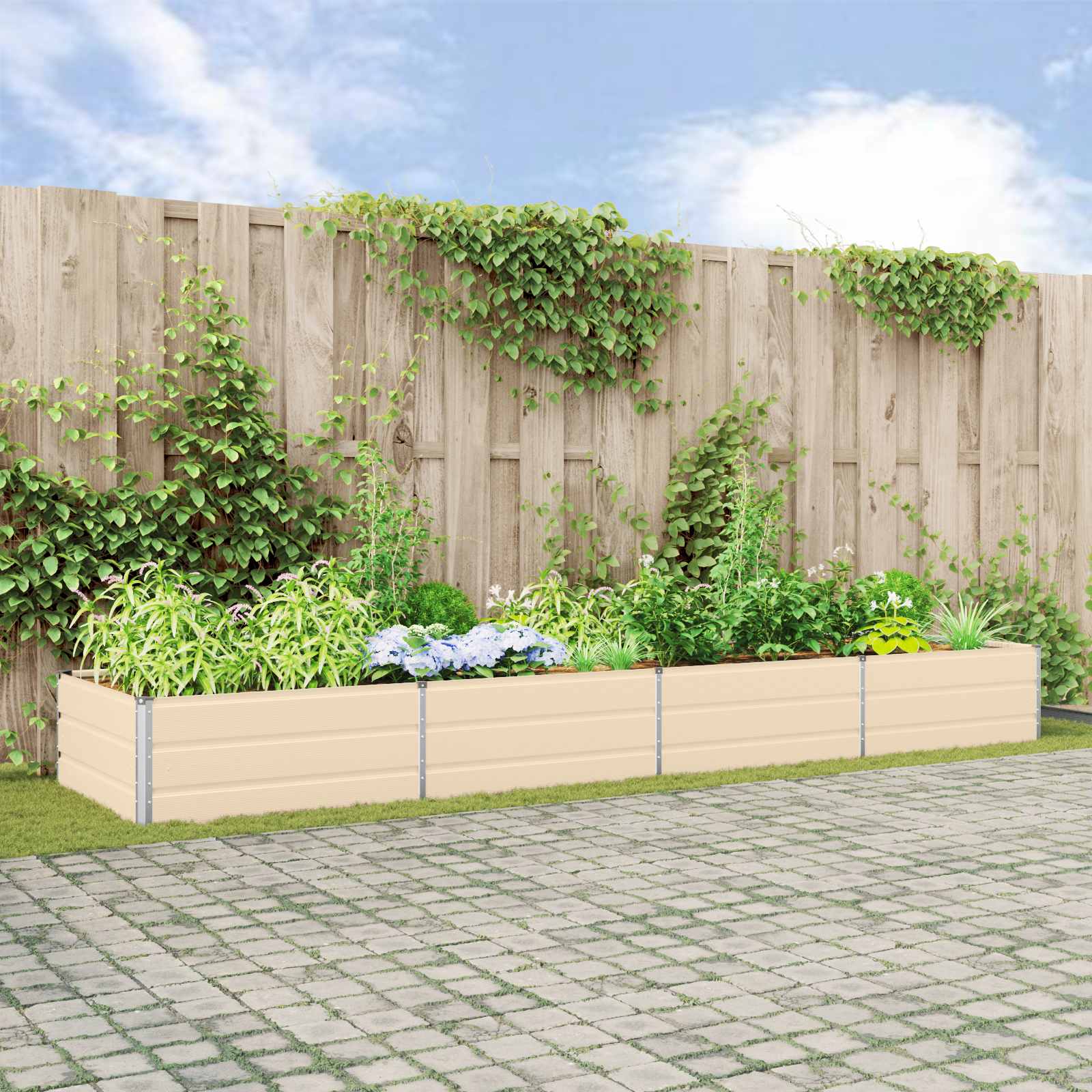 Fioriera Avorio 385 x 100 x 45 cm Acciaio zincato