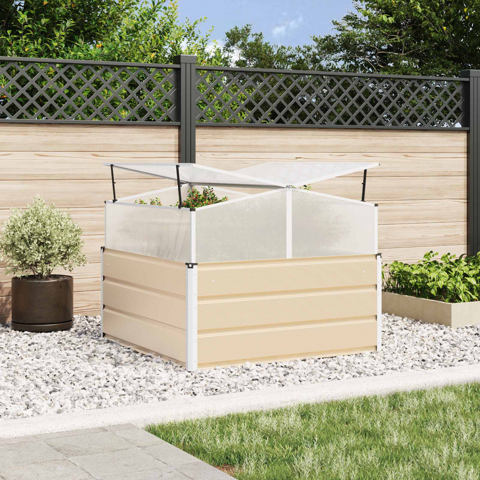Fioriera Avorio 100 x 100 x 77 cm Acciaio zincato