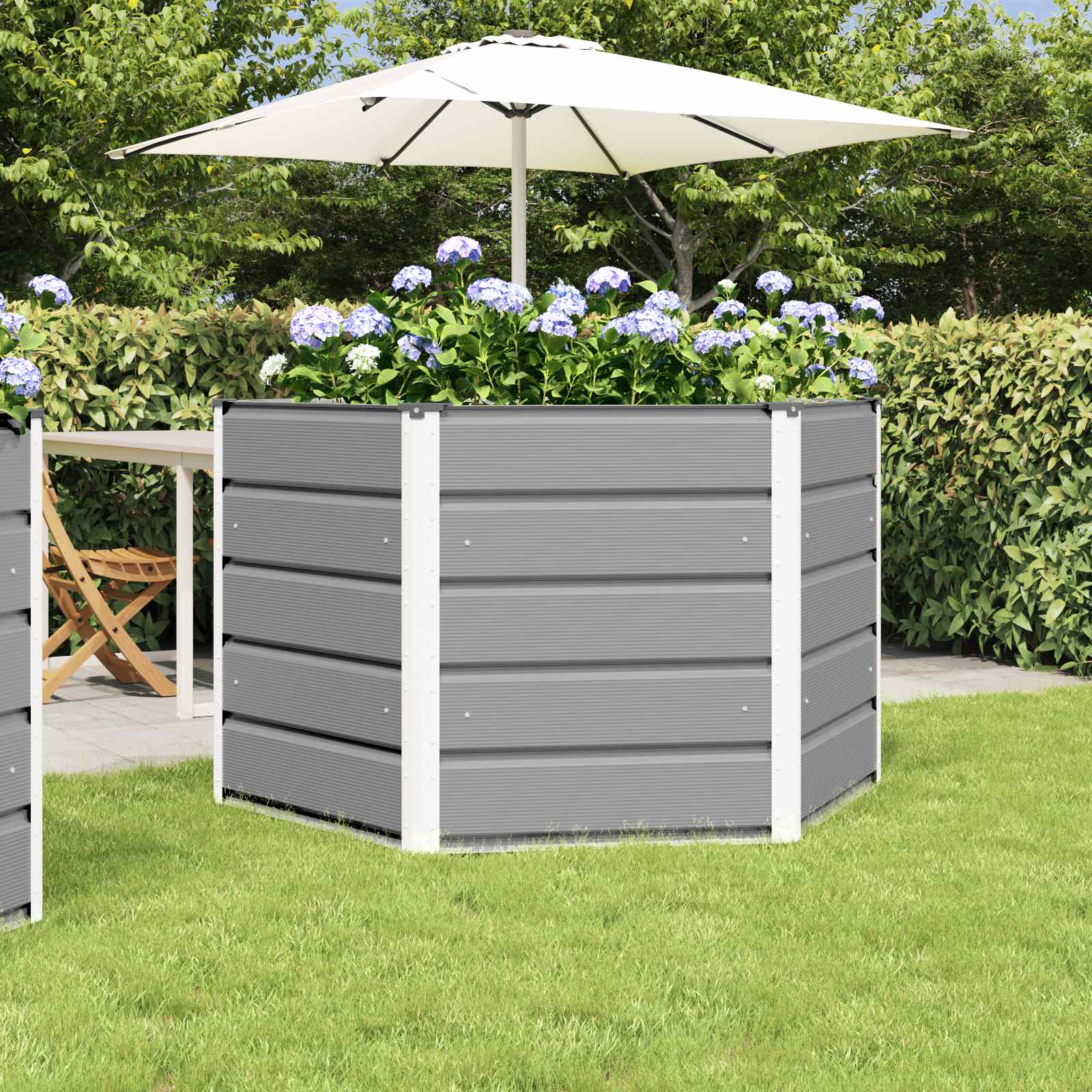 Fioriera Grigio chiaro 129 x 129 x 75 cm Acciaio