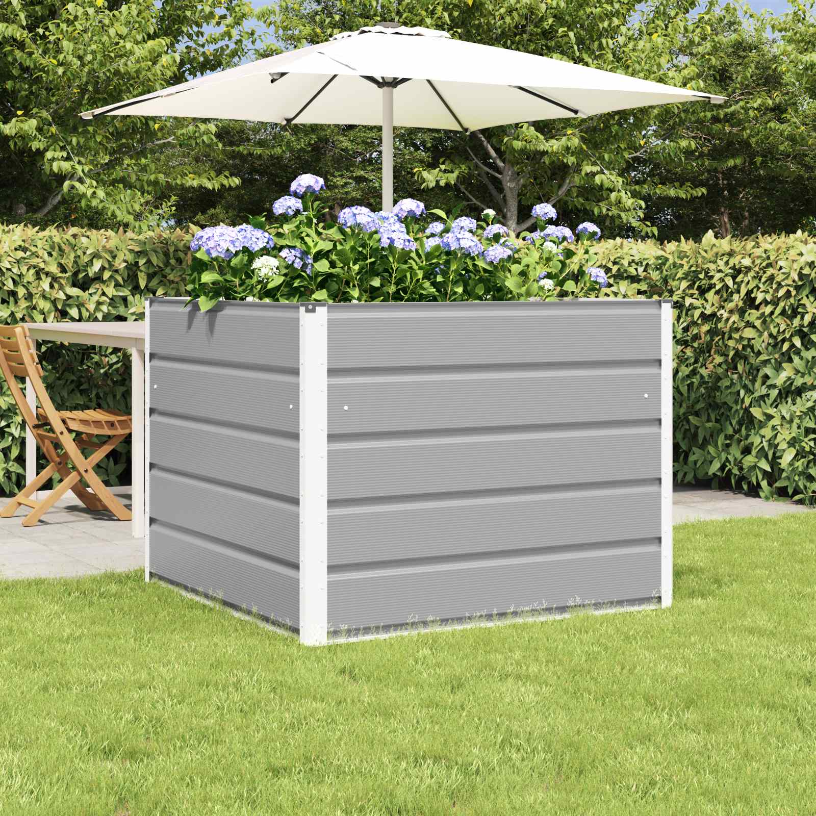 Fioriera Grigio chiaro 100 x 100 x 75 cm Acciaio