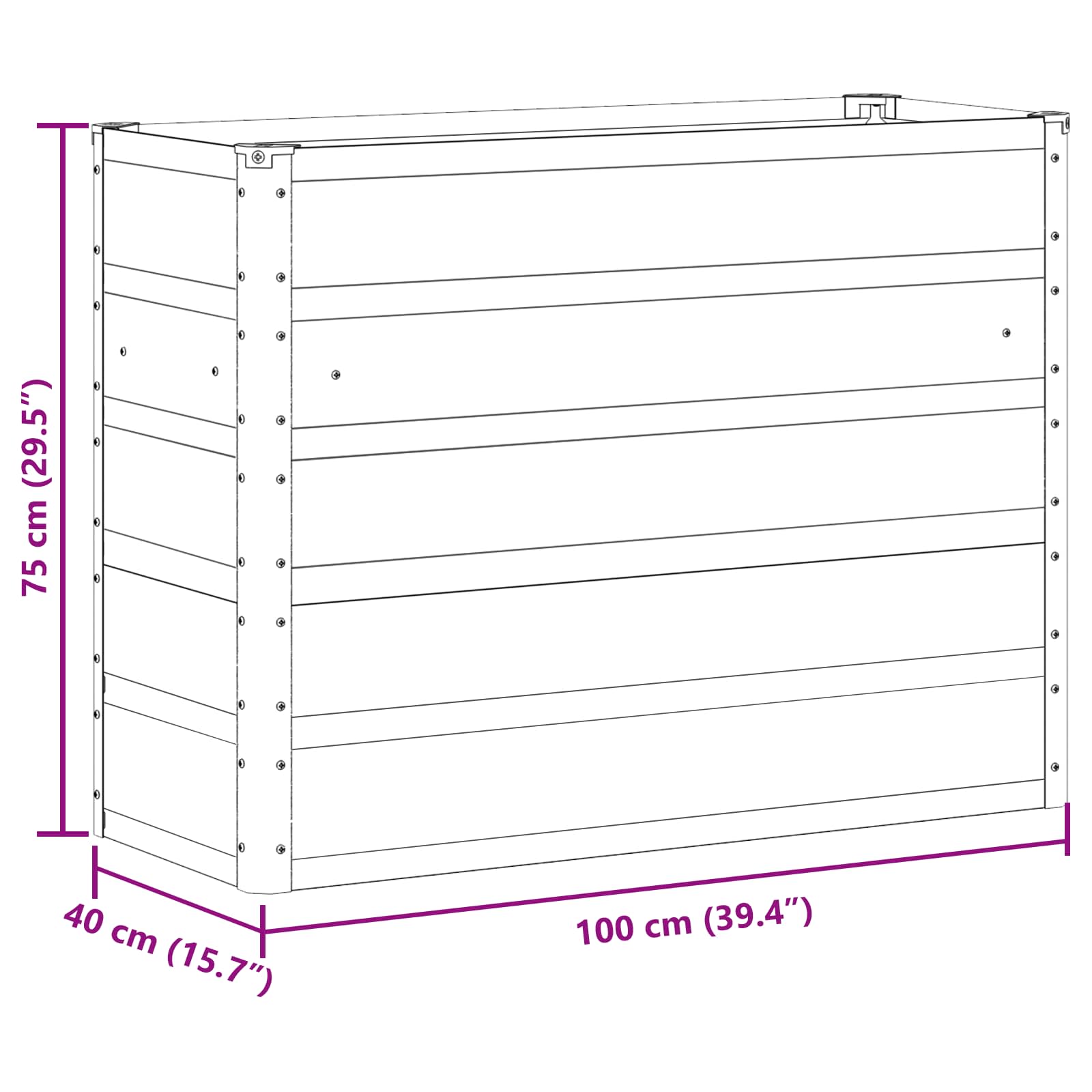 Fioriera Grigio chiaro 100 x 40 x 75 cm Acciaio