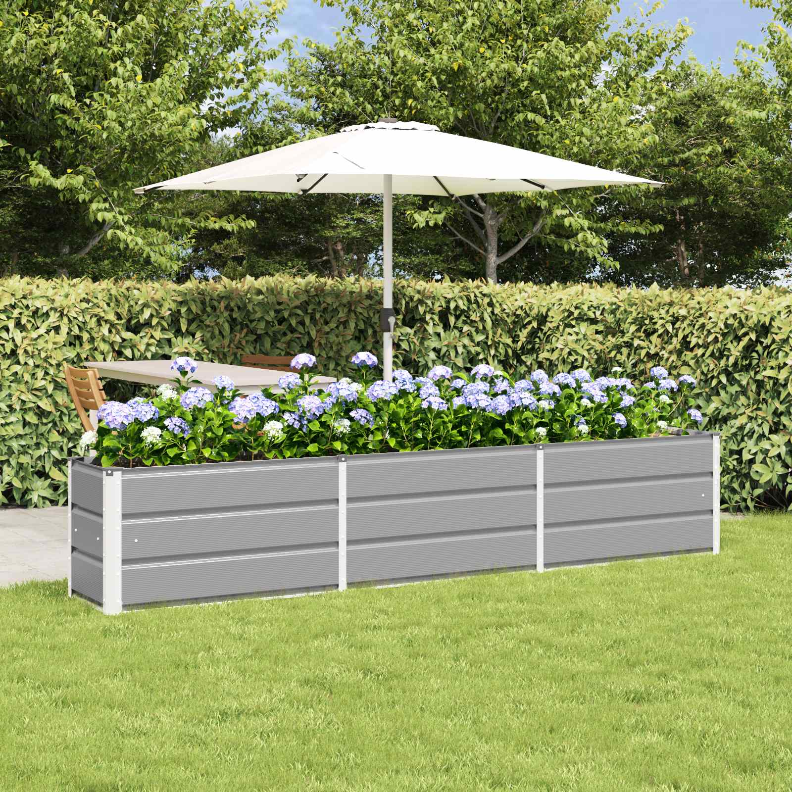 Fioriera Grigio chiaro 240 x 40 x 45 cm Acciaio