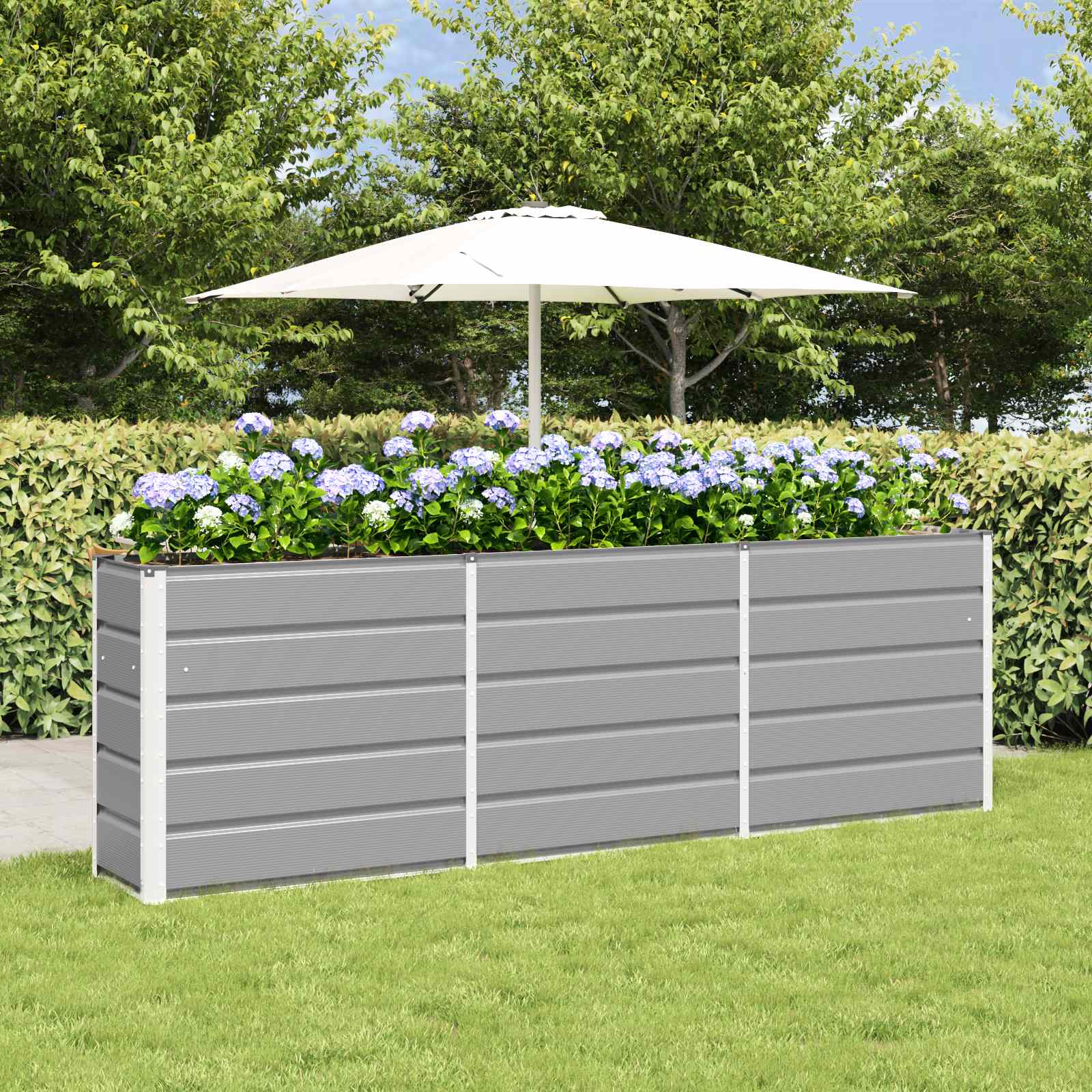Fioriera Grigio chiaro 240 x 40 x 75 cm Acciaio