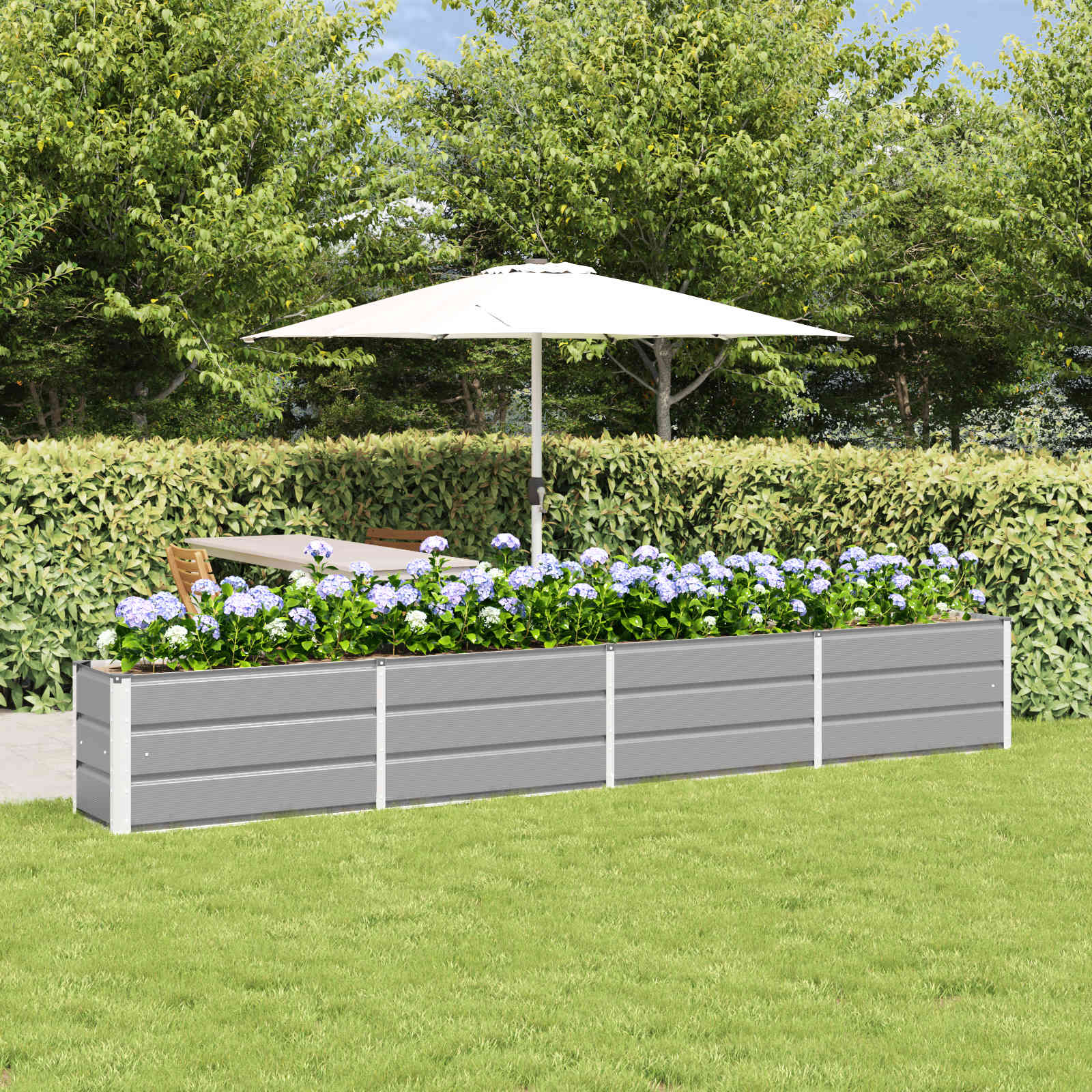 Fioriera Grigio chiaro 320 x 40 x 45 cm Acciaio