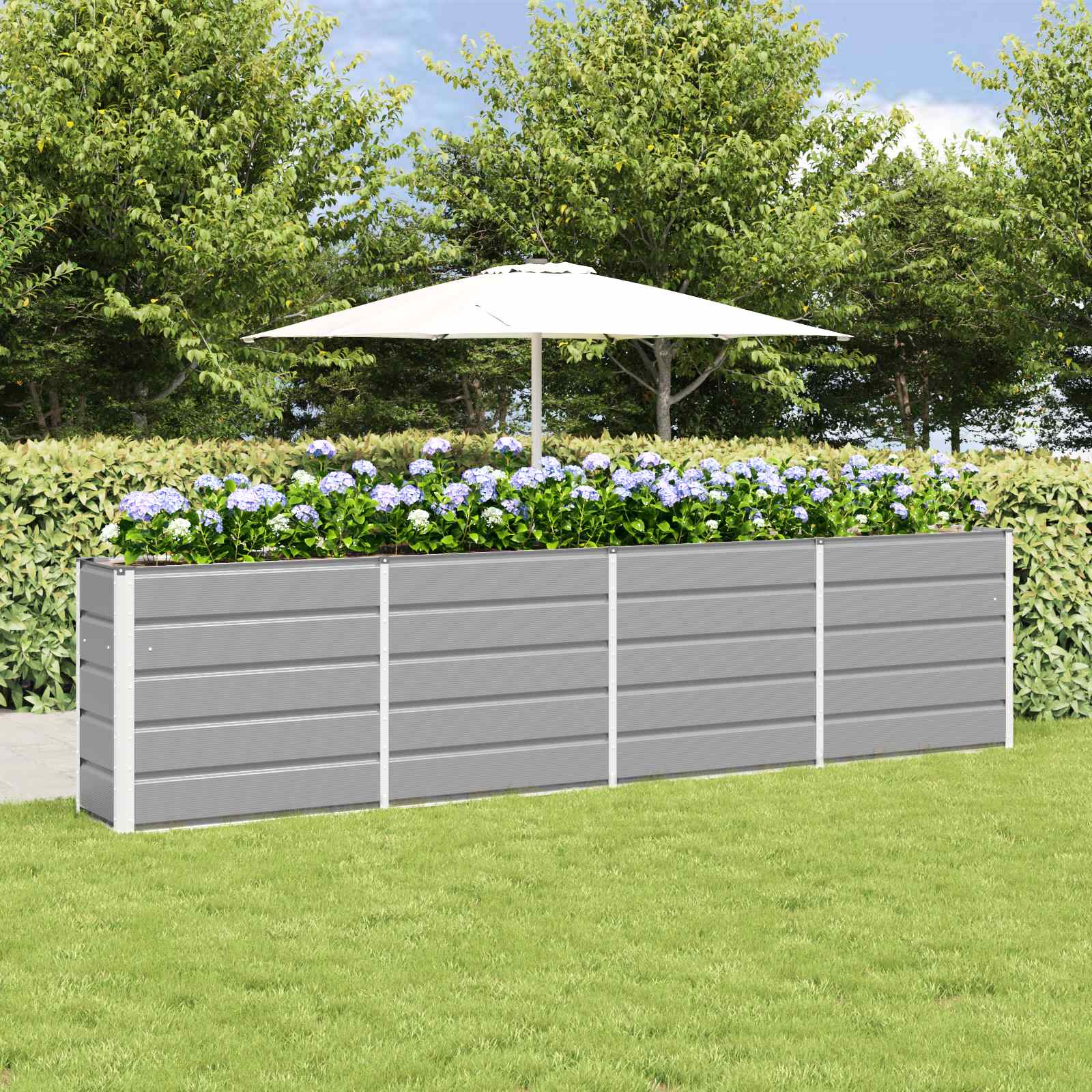 Fioriera Grigio chiaro 320 x 40 x 75 cm Acciaio