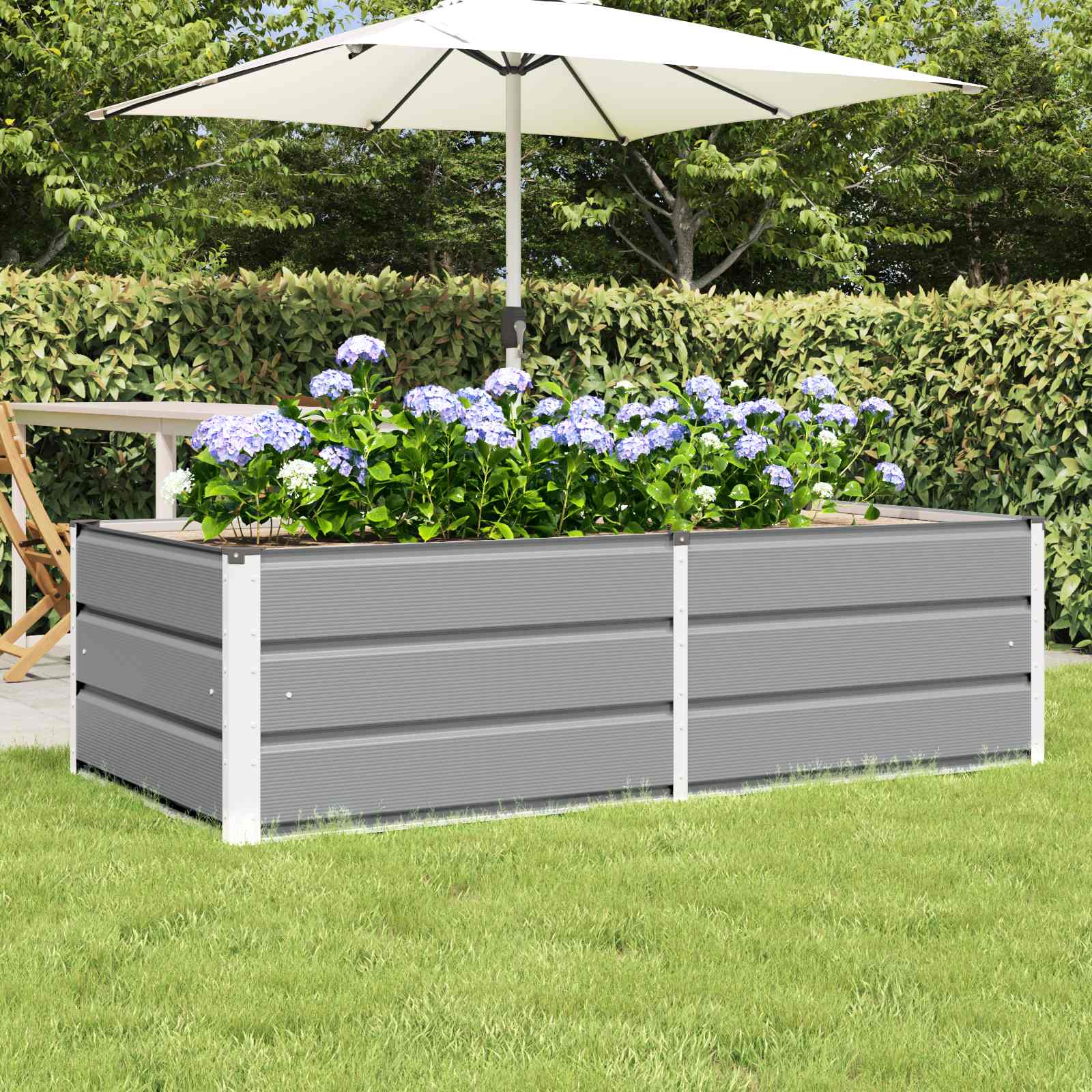 Fioriera Grigio chiaro 160 x 80 x 45 cm Acciaio