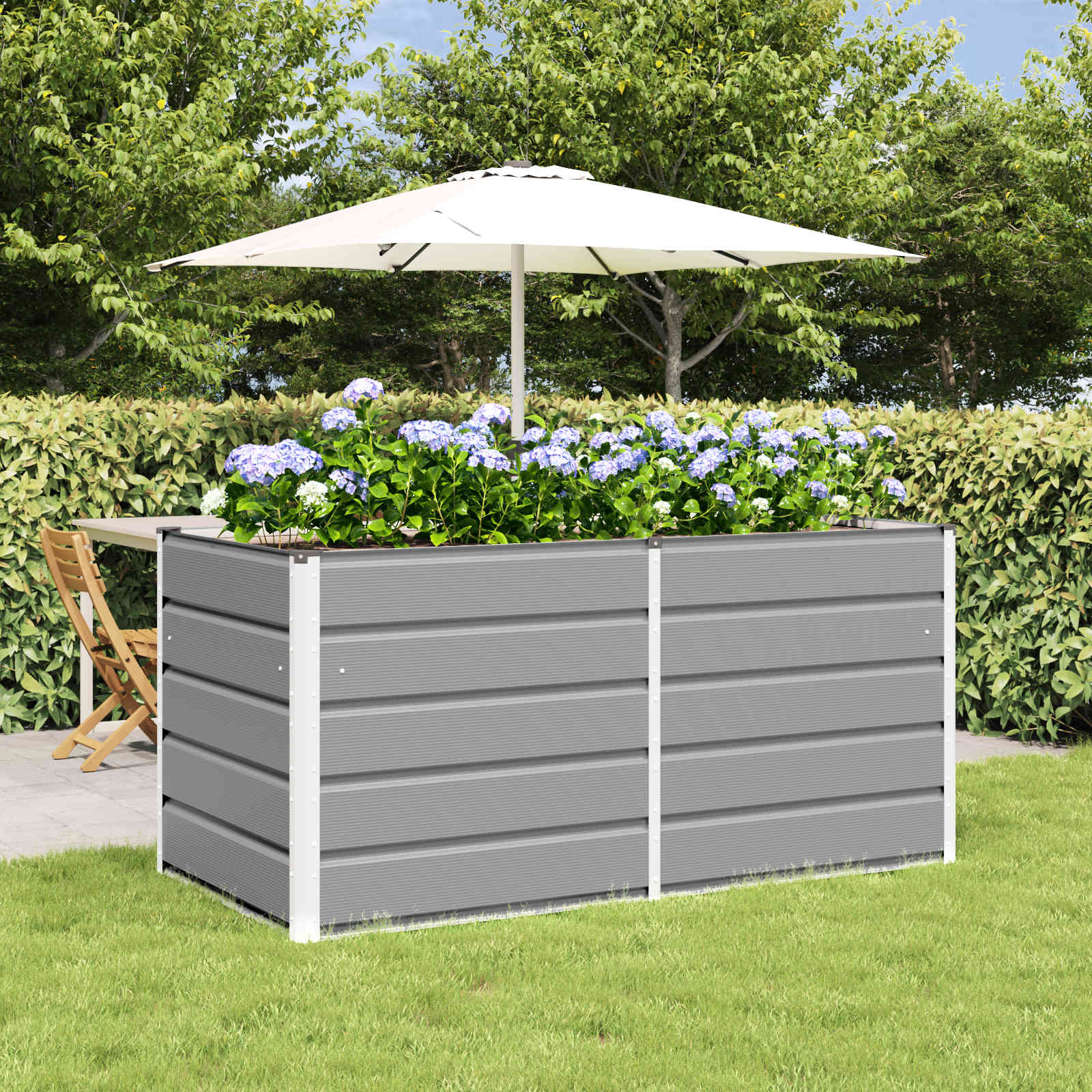 Fioriera Grigio chiaro 160 x 80 x 75 cm Acciaio