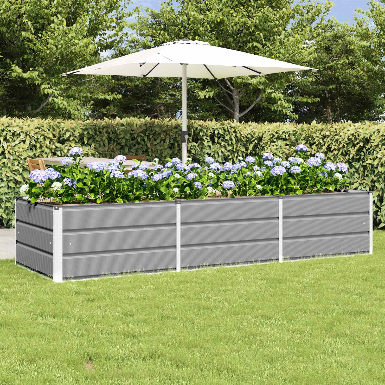 Fioriera Grigio chiaro 240 x 80 x 45 cm Acciaio