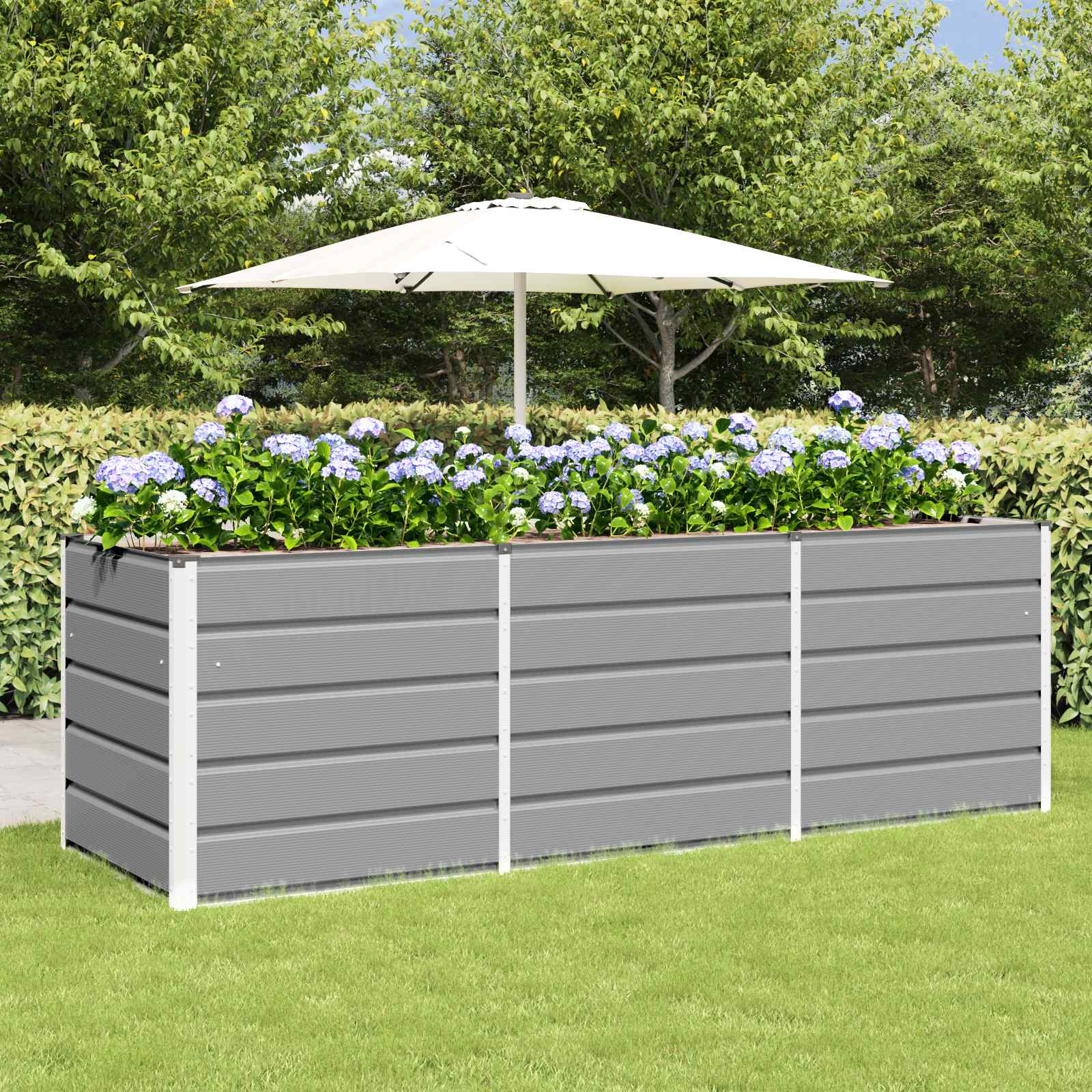 Fioriera Grigio chiaro 240 x 80 x 75 cm Acciaio