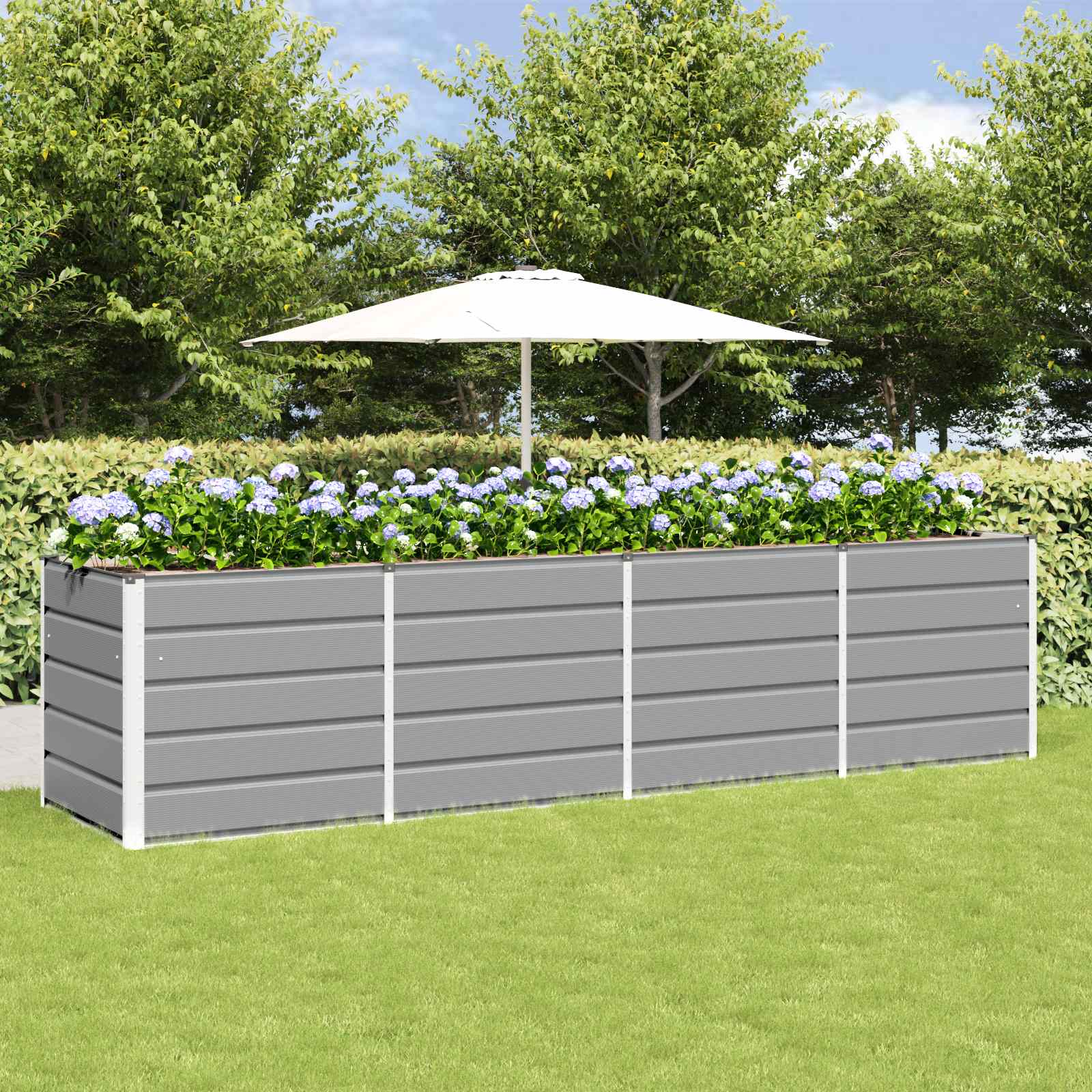 Fioriera Grigio chiaro 320 x 80 x 75 cm Acciaio