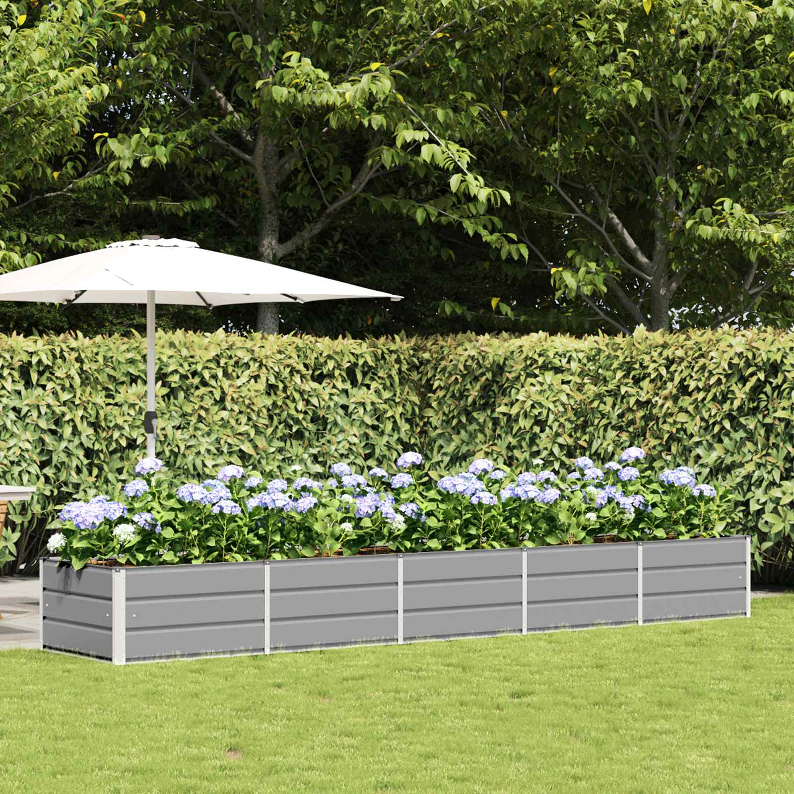 Fioriera Grigio chiaro 400 x 80 x 45 cm Acciaio