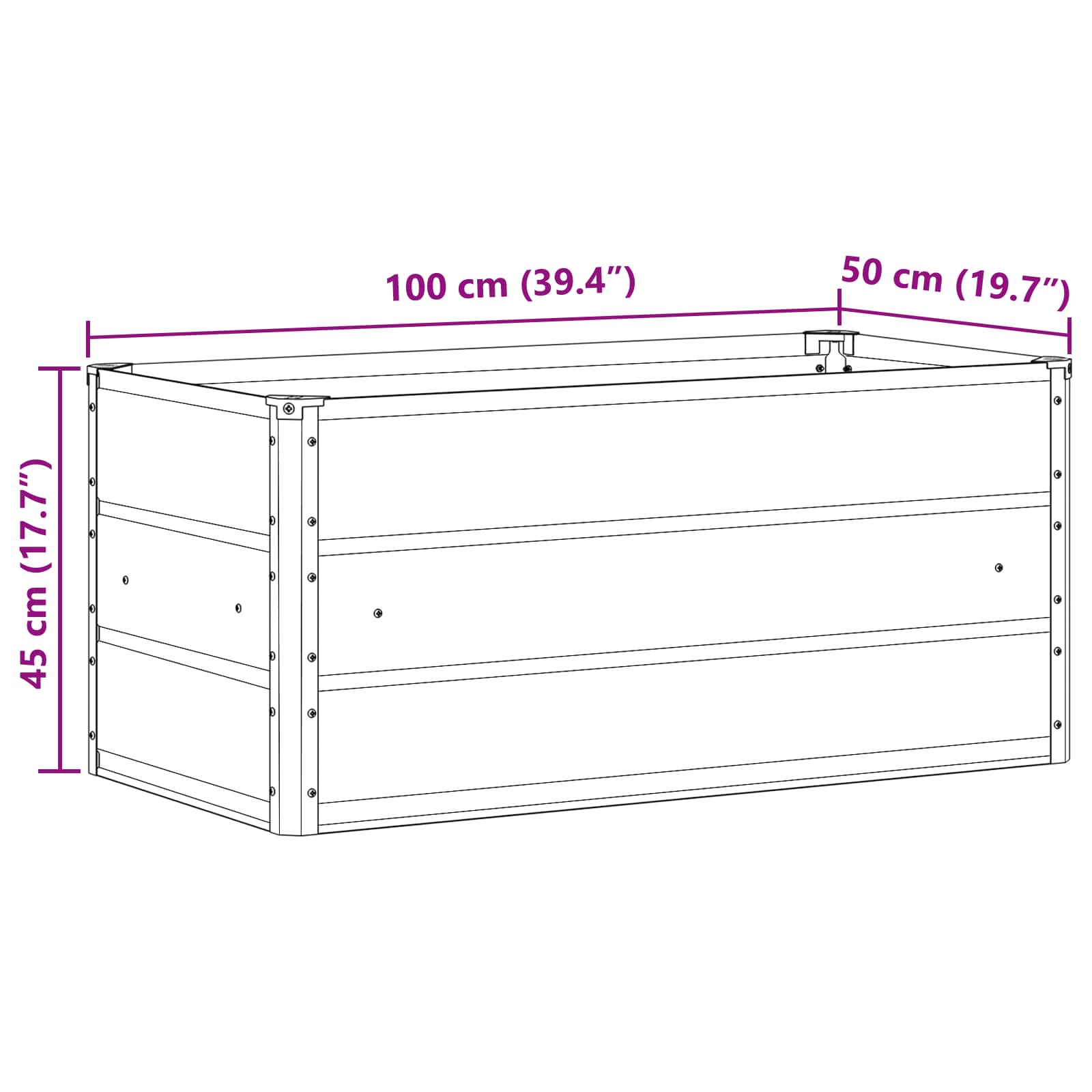 Fioriera Grigio chiaro 100 x 50 x 45 cm Acciaio zincato