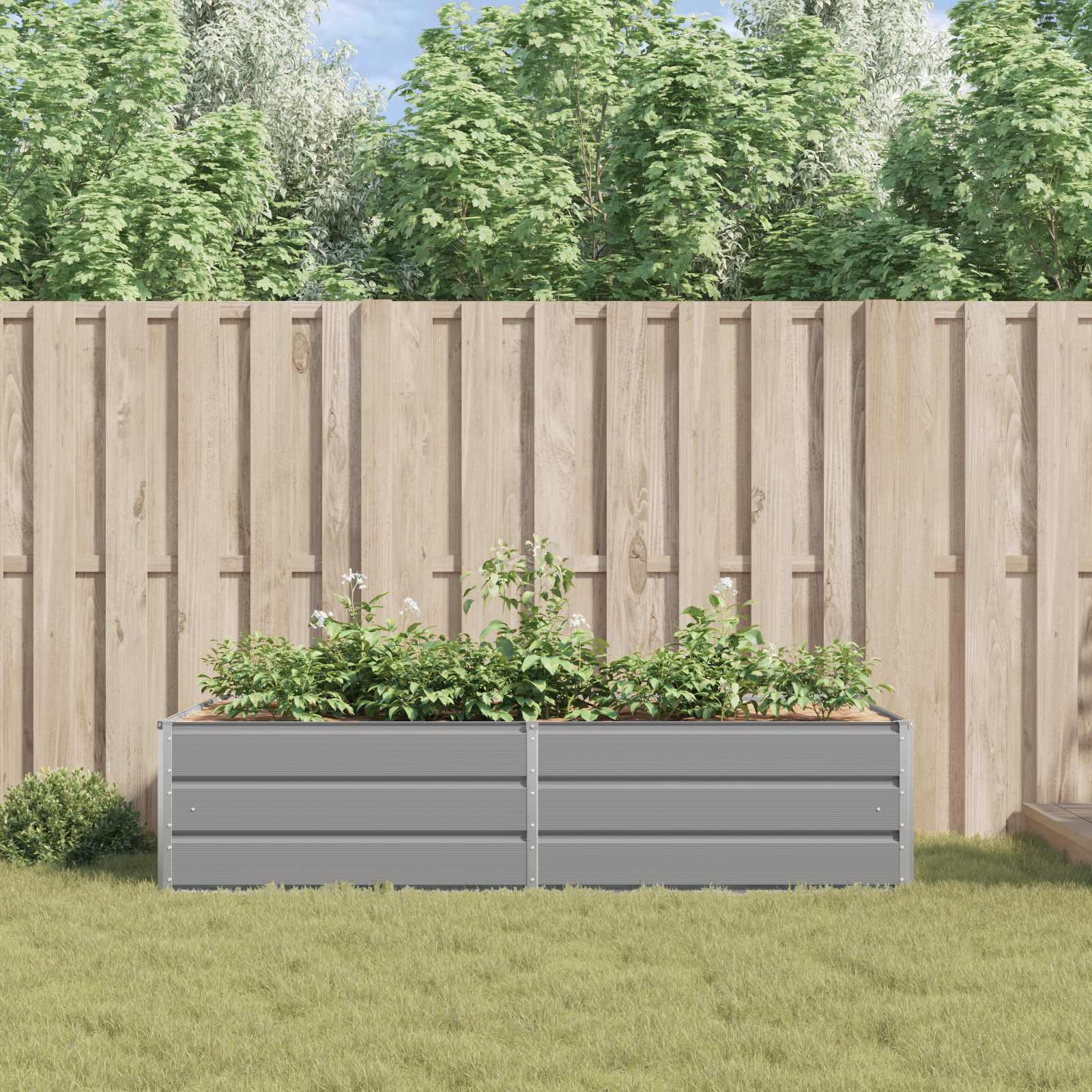 Fioriera Grigio Chiaro 195 x 100 x 45 cm Acciaio zincato