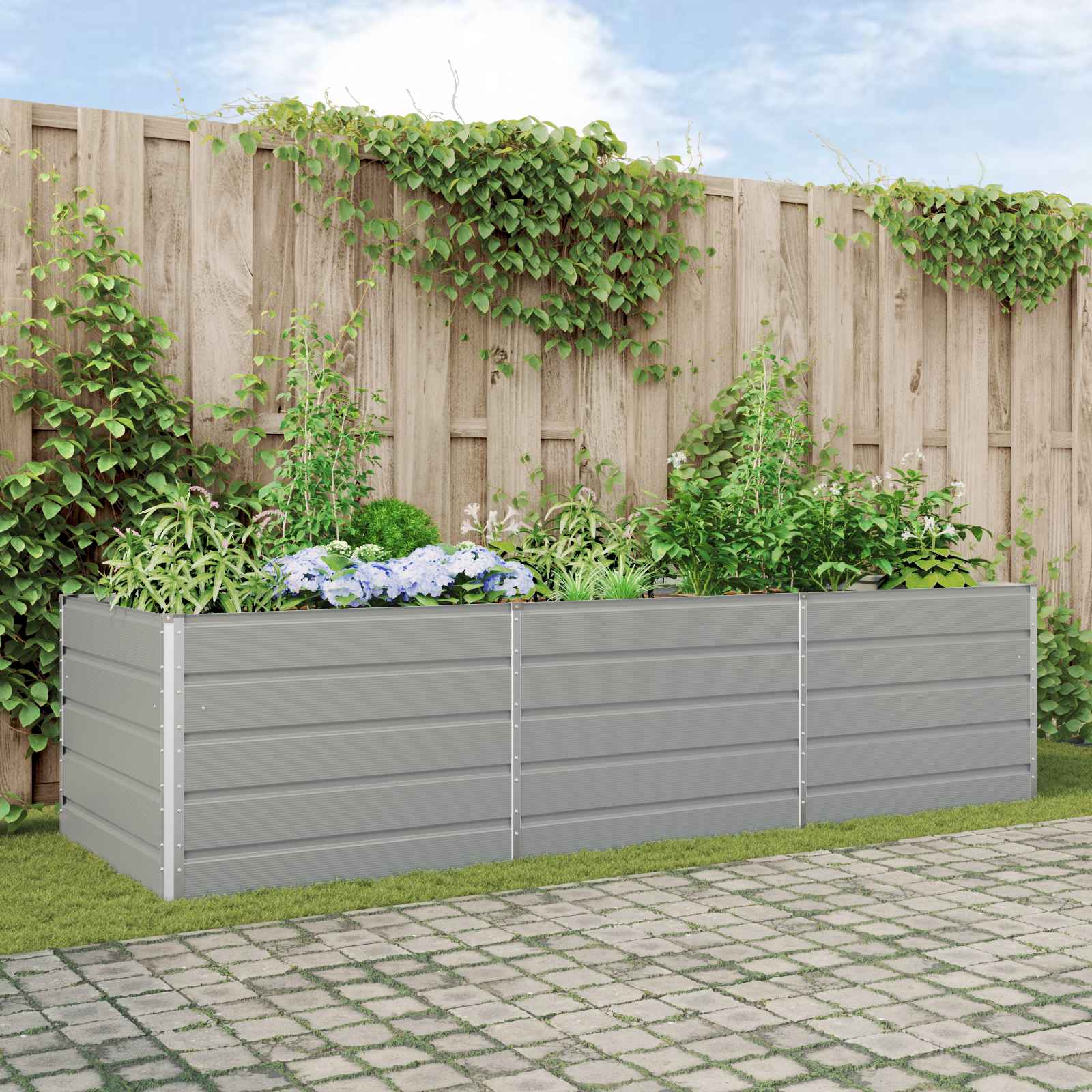 Fioriera Grigio Chiaro 290 x 100 x 75 cm Acciaio zincato