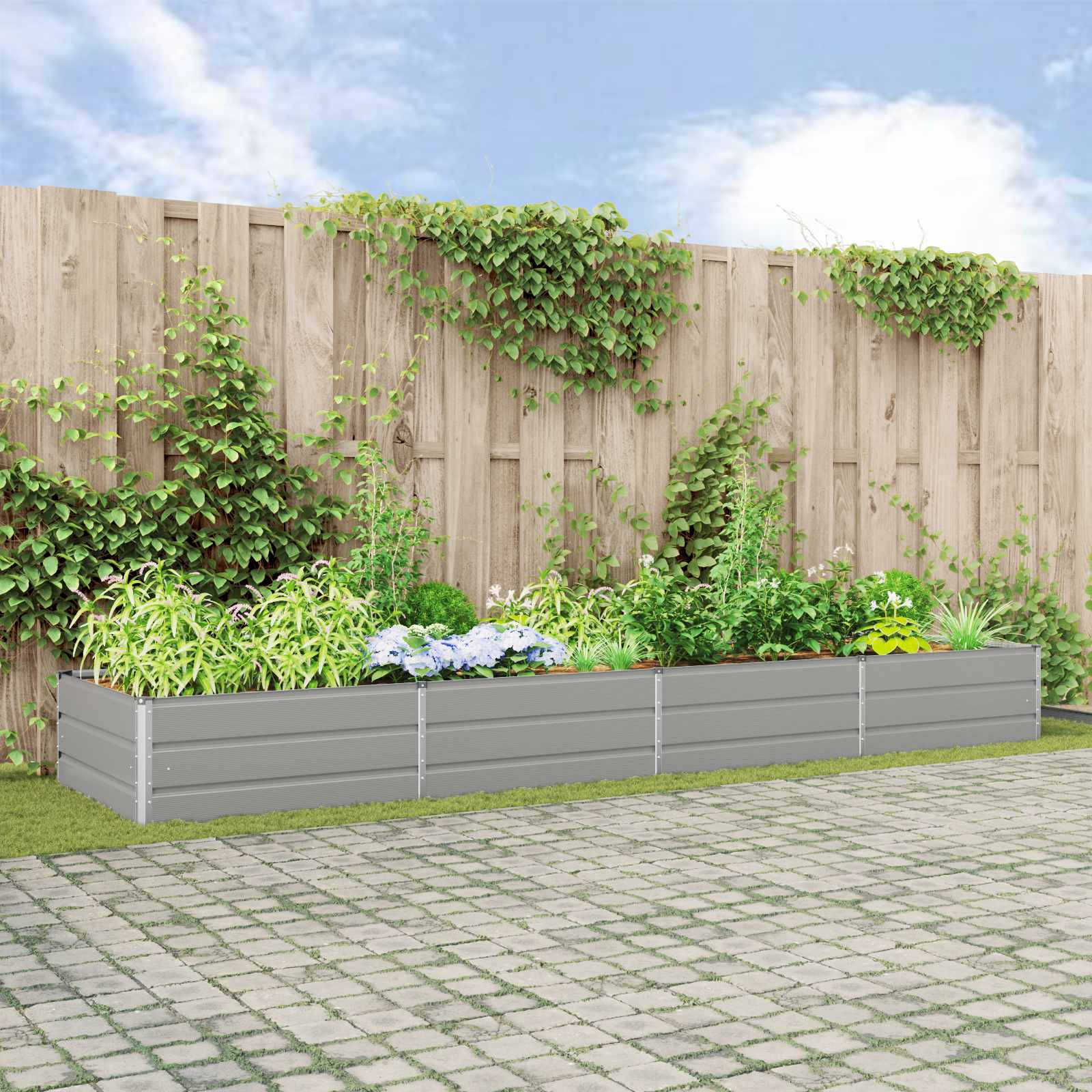 Fioriera Grigio Chiaro 385 x 100 x 45 cm Acciaio zincato