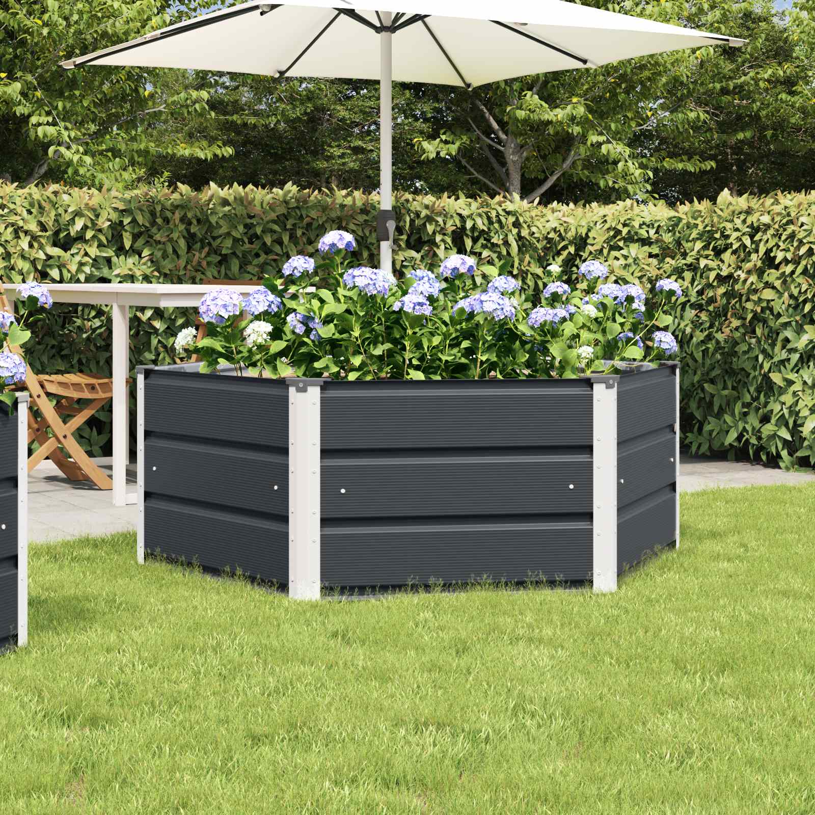 Fioriera Antracite 129 x 129 x 45 cm Acciaio