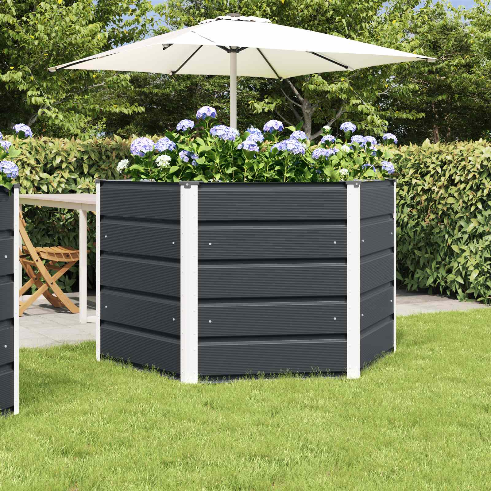 Fioriera Antracite 129 x 129 x 75 cm Acciaio