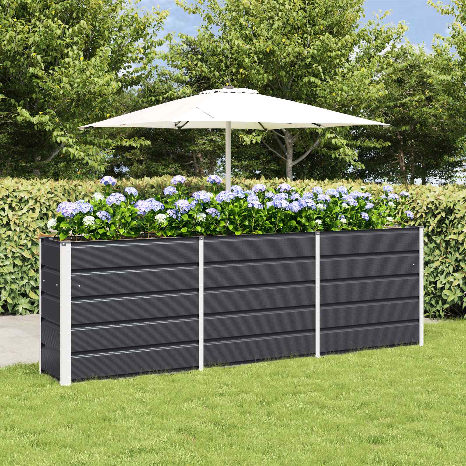 Fioriera Antracite 240 x 40 x 75 cm Acciaio