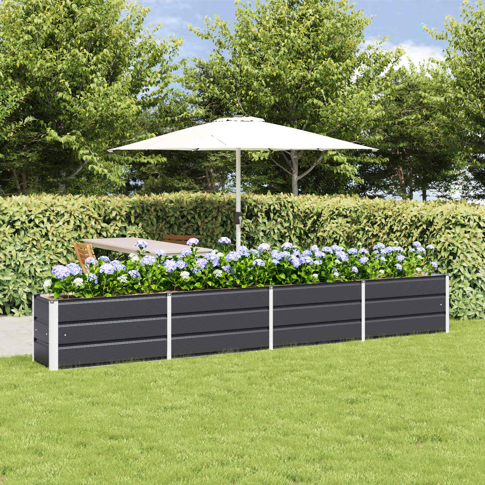 Fioriera Antracite 320 x 40 x 45 cm Acciaio