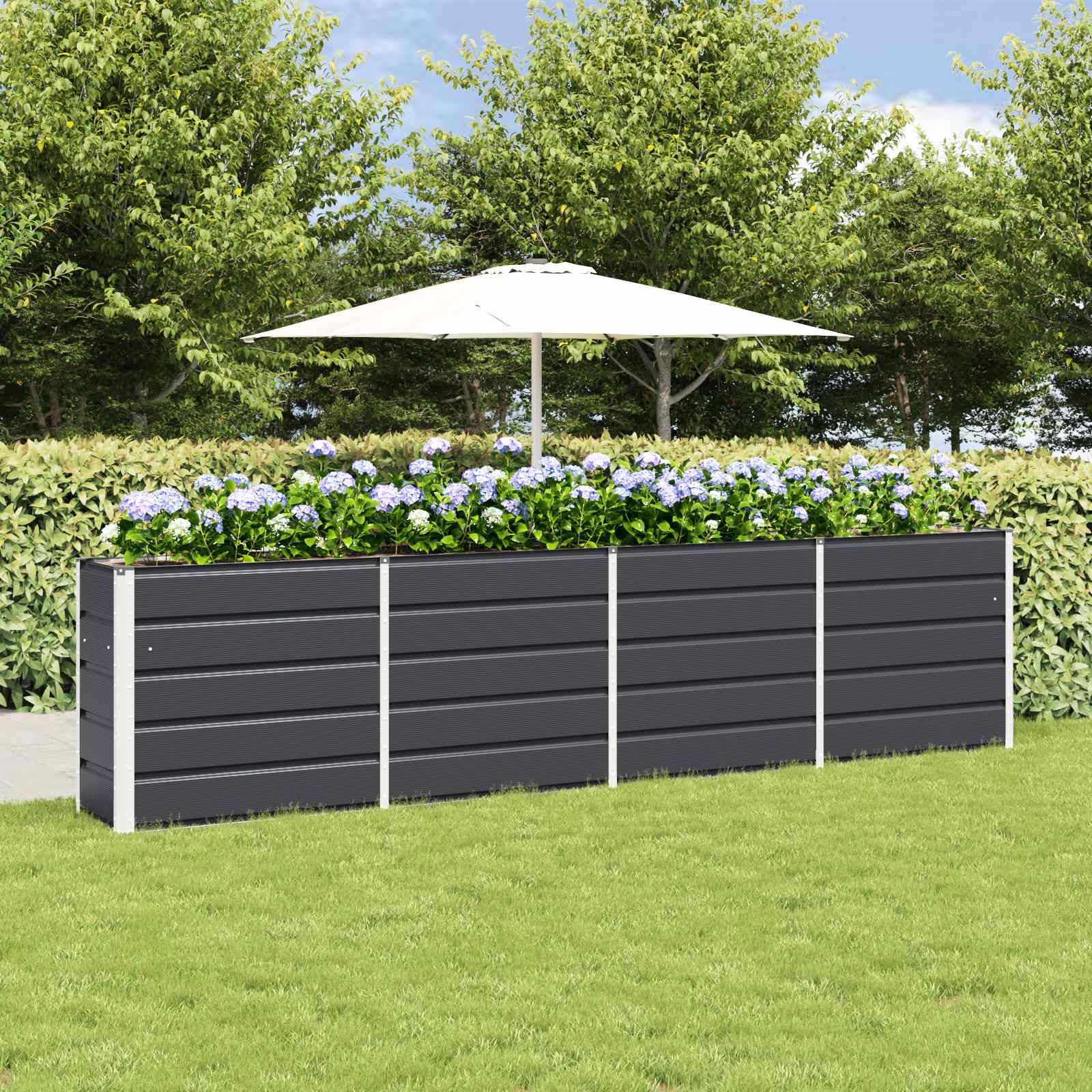 Fioriera Antracite 320 x 40 x 75 cm Acciaio