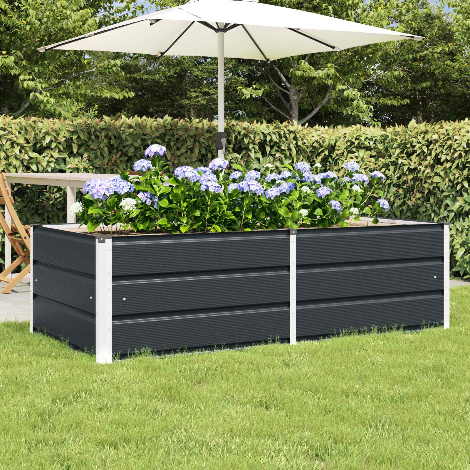 Fioriera Antracite 160 x 80 x 45 cm Acciaio