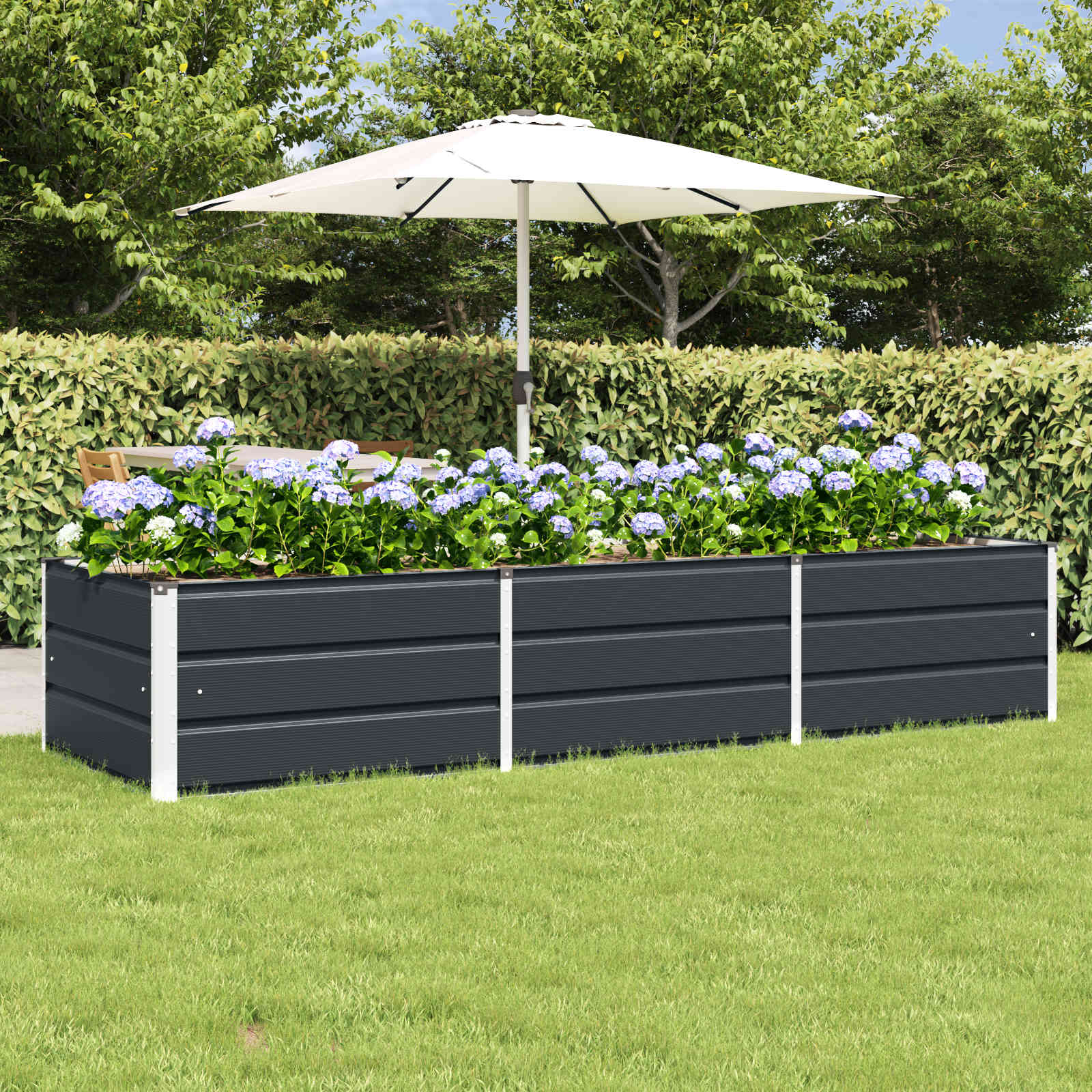 Fioriera Antracite 240 x 80 x 45 cm Acciaio